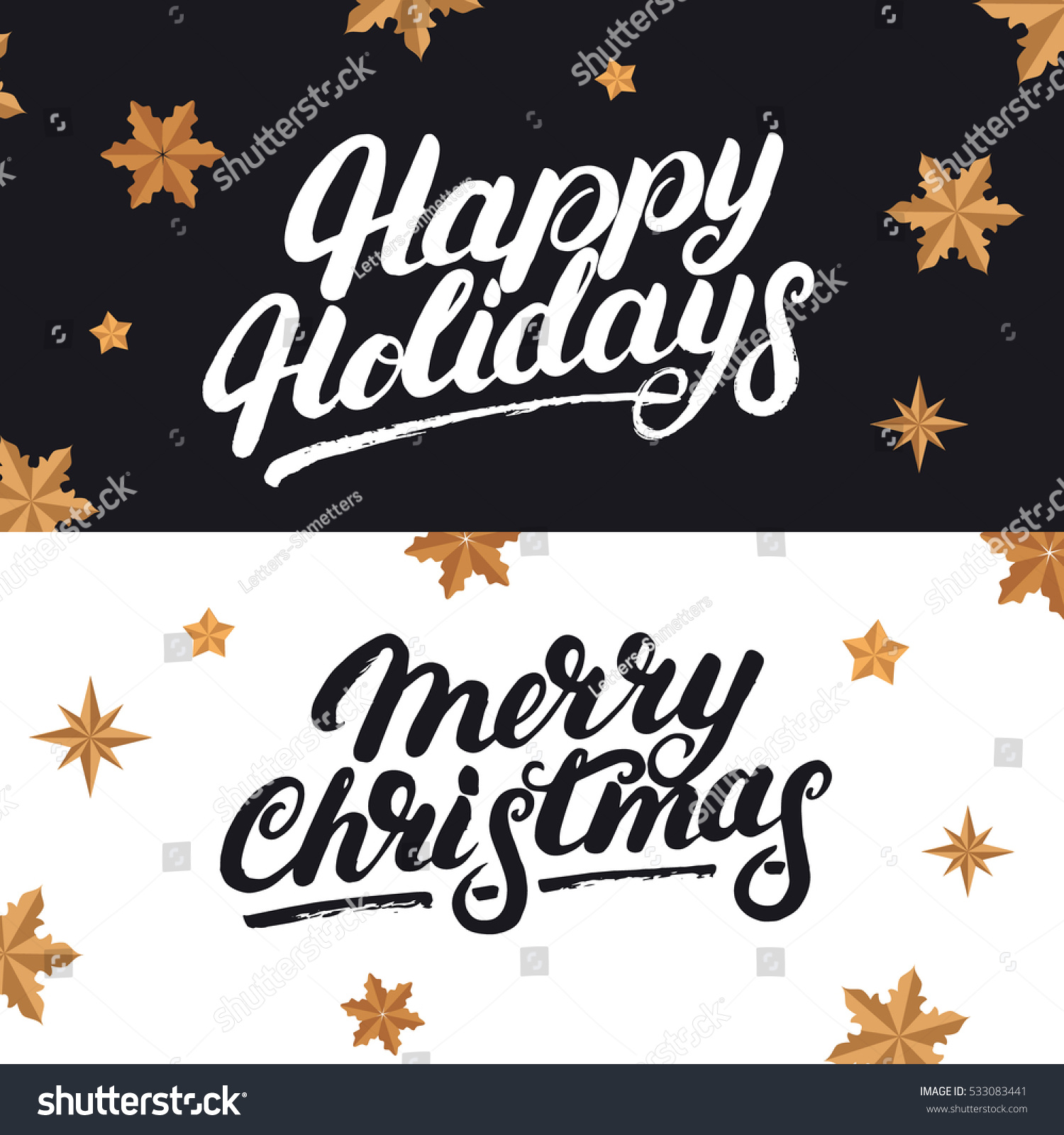 happy holidays and merry christmas hand drawn lettering and realistic stars calligraphy for cards and - Happy Holidays And Merry Christmas happy holidays and merry christmas hand drawn lettering and realistic stars calligraphy for cards and - Happy Holidays And Merry Christmas