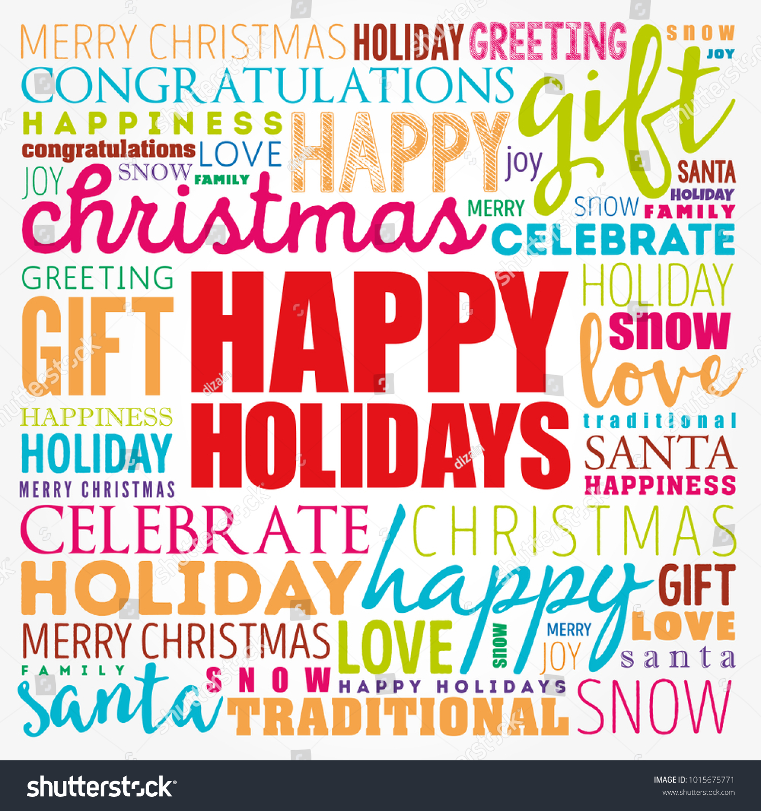 Happy Holidays Christmas word cloud collage holiday concept background