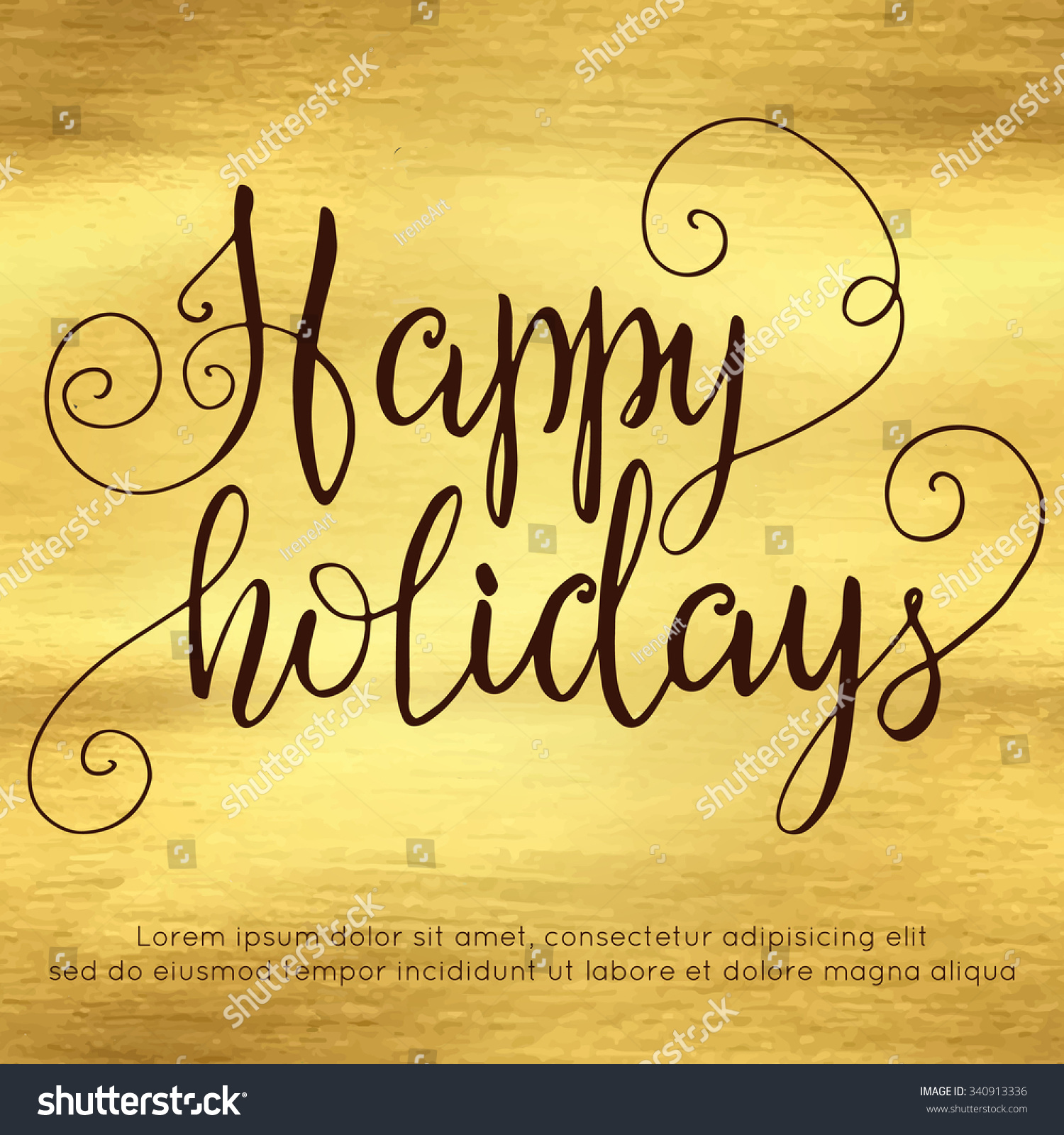 Happy Holidays Hand Lettering On Decorative Stock Vector Royalty Free 340913336 