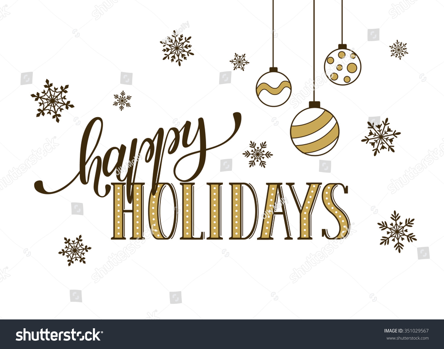 Happy Holidays Postcard Template Modern Golden Stock Vector 351029567