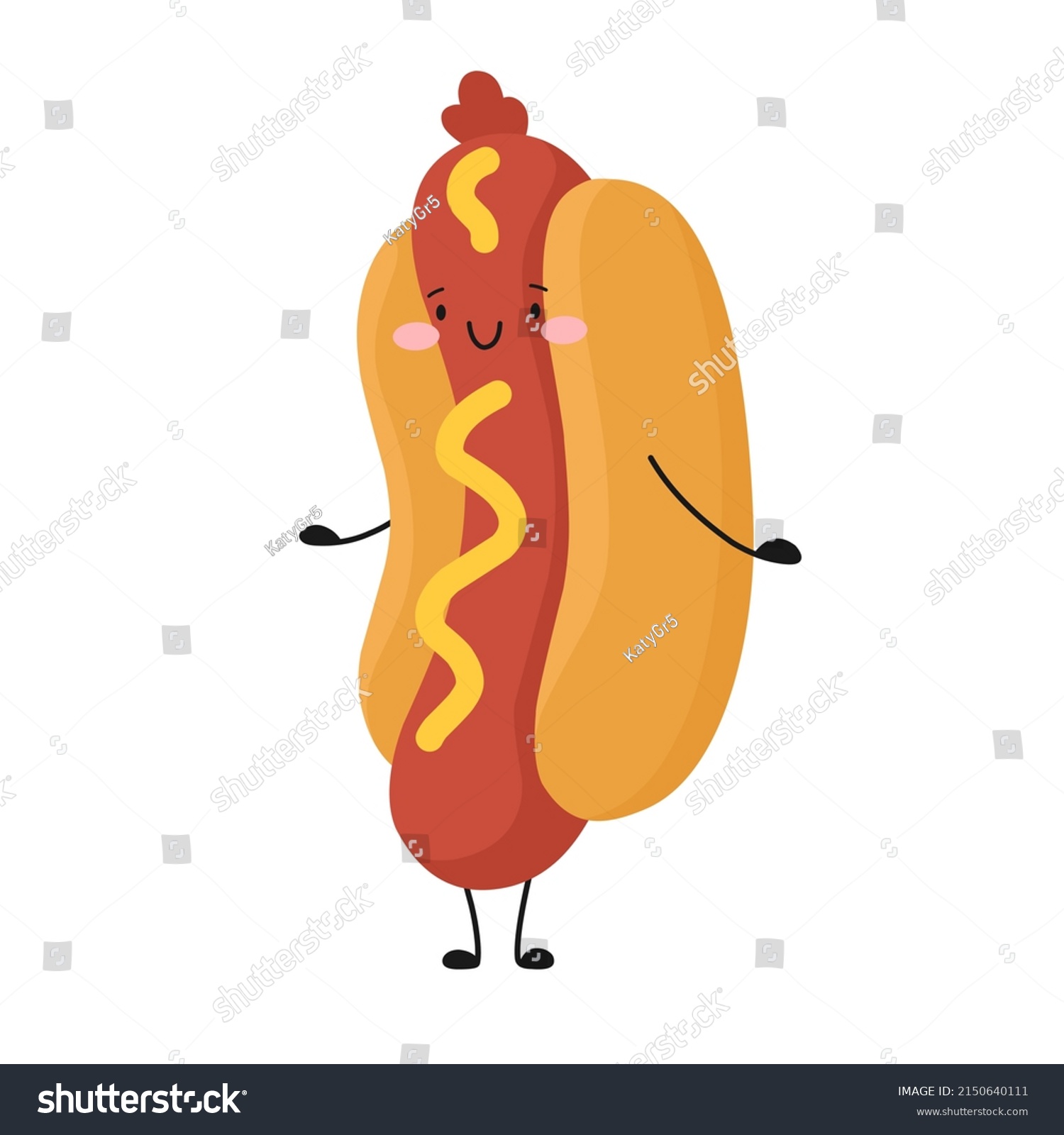 Happy Hot Dog Fast Food Sausage Stock Vector (royalty Free) 2150640111 