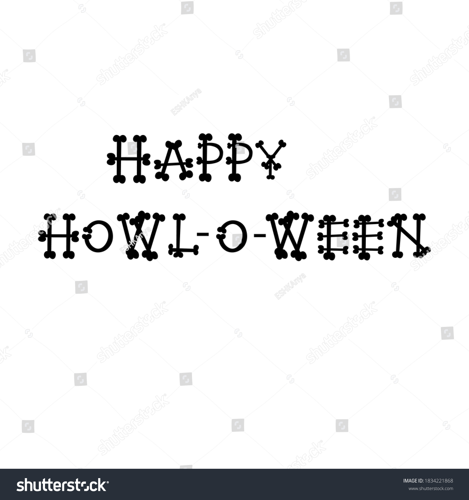 SVG of HAPPY HOWL-O-WEEN. Hand drawn doodle Halloween quote for poster, greeting card, print or banner. Vector holiday illustration isolated on white background	 svg