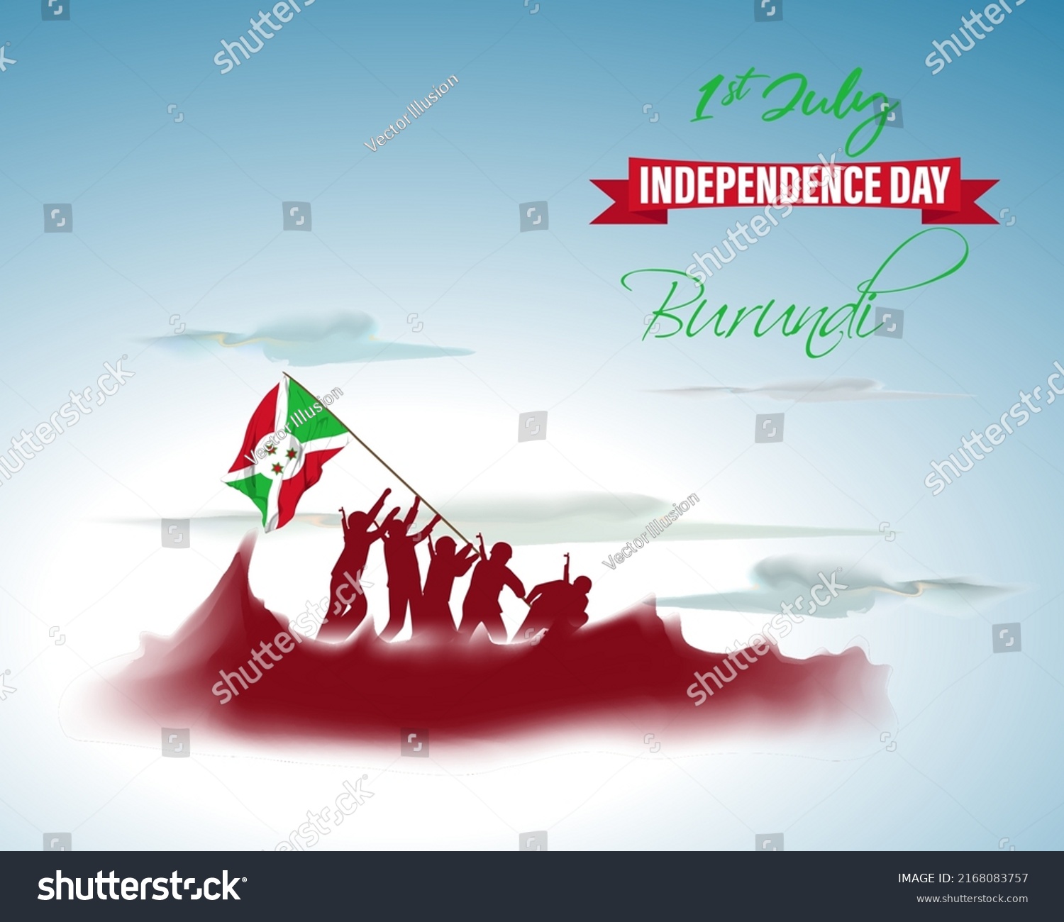 Happy Independence Day Burundi Vector Illustartion Stock Vector   Stock Vector Happy Independence Day Burundi Vector Illustartion 2168083757 