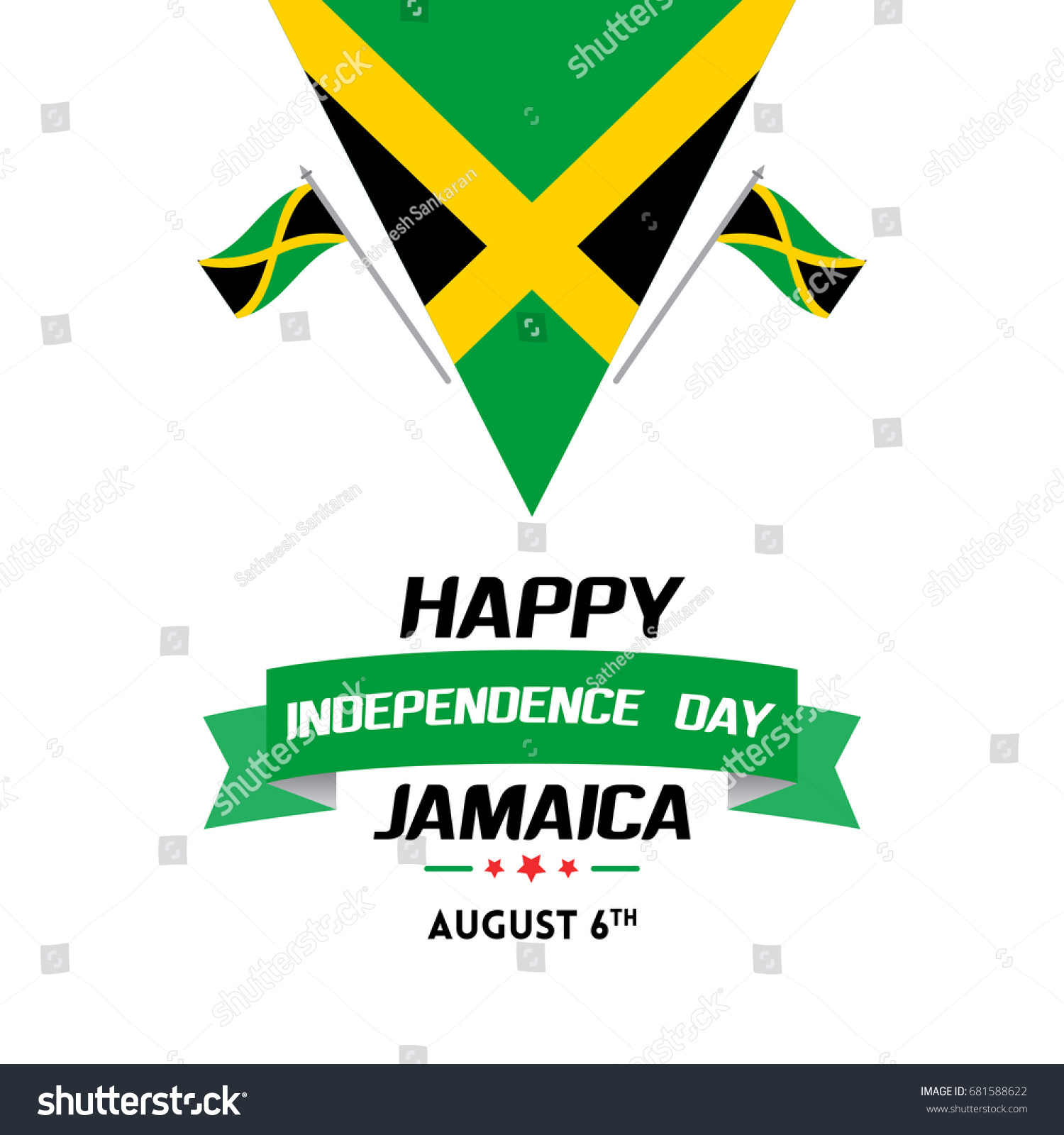 Happy Independence Day Celebration Jamaica Greetings Stock Vector Royalty Free