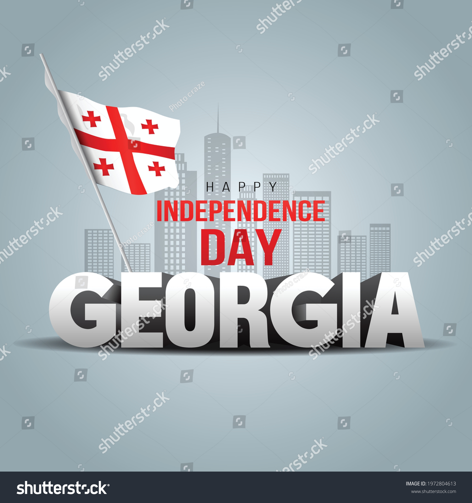 SVG of Happy Independence Day Georgia Vector Template 3d letter with flag svg
