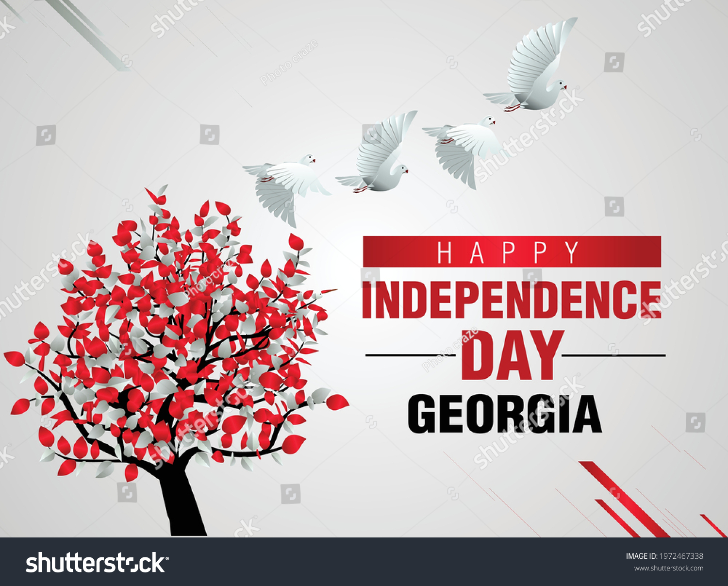 SVG of Happy Independence Day Georgia Vector Template Design Illustration. flag tree with flying pigeon svg