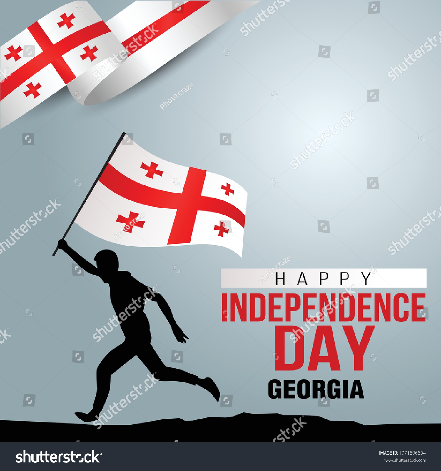 SVG of Happy Independence Day Georgia Vector Template Design Illustration. silhouette man running with flag svg