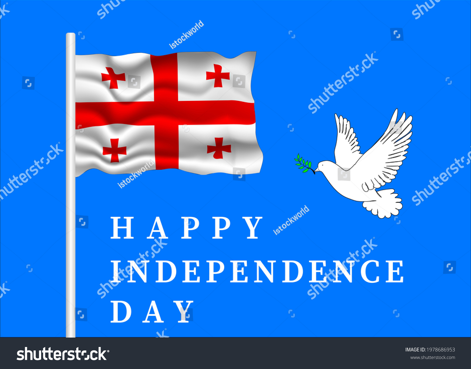 SVG of Happy independence day . 26 may Georgia independence day .georgia flag waving in blue sky .  georgia flag with dove bird concept . vector illustration  as a poster banner template poster . svg
