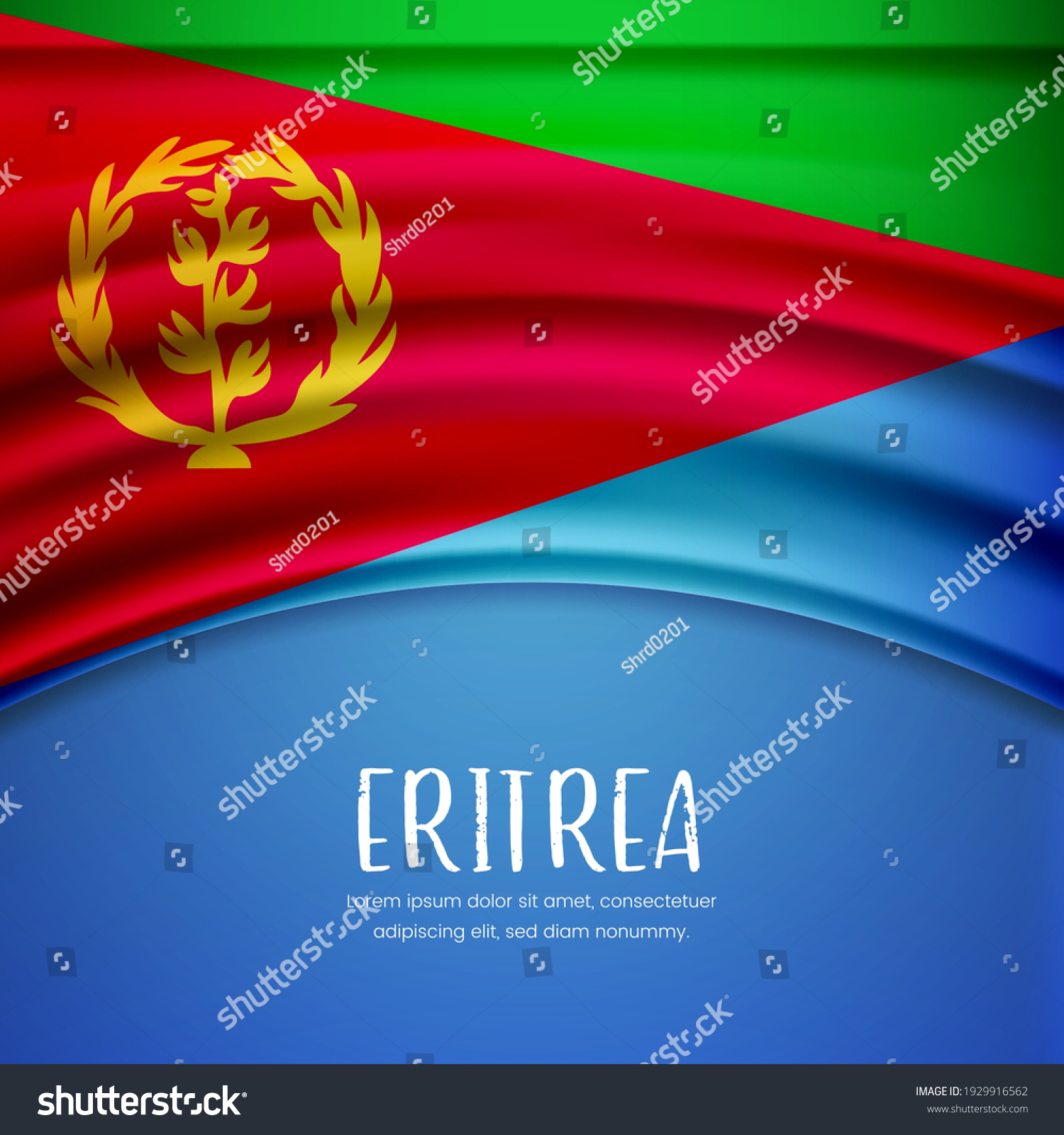 Happy Independence Day Eritrea Stylish Wavy Stock Vector (Royalty Free