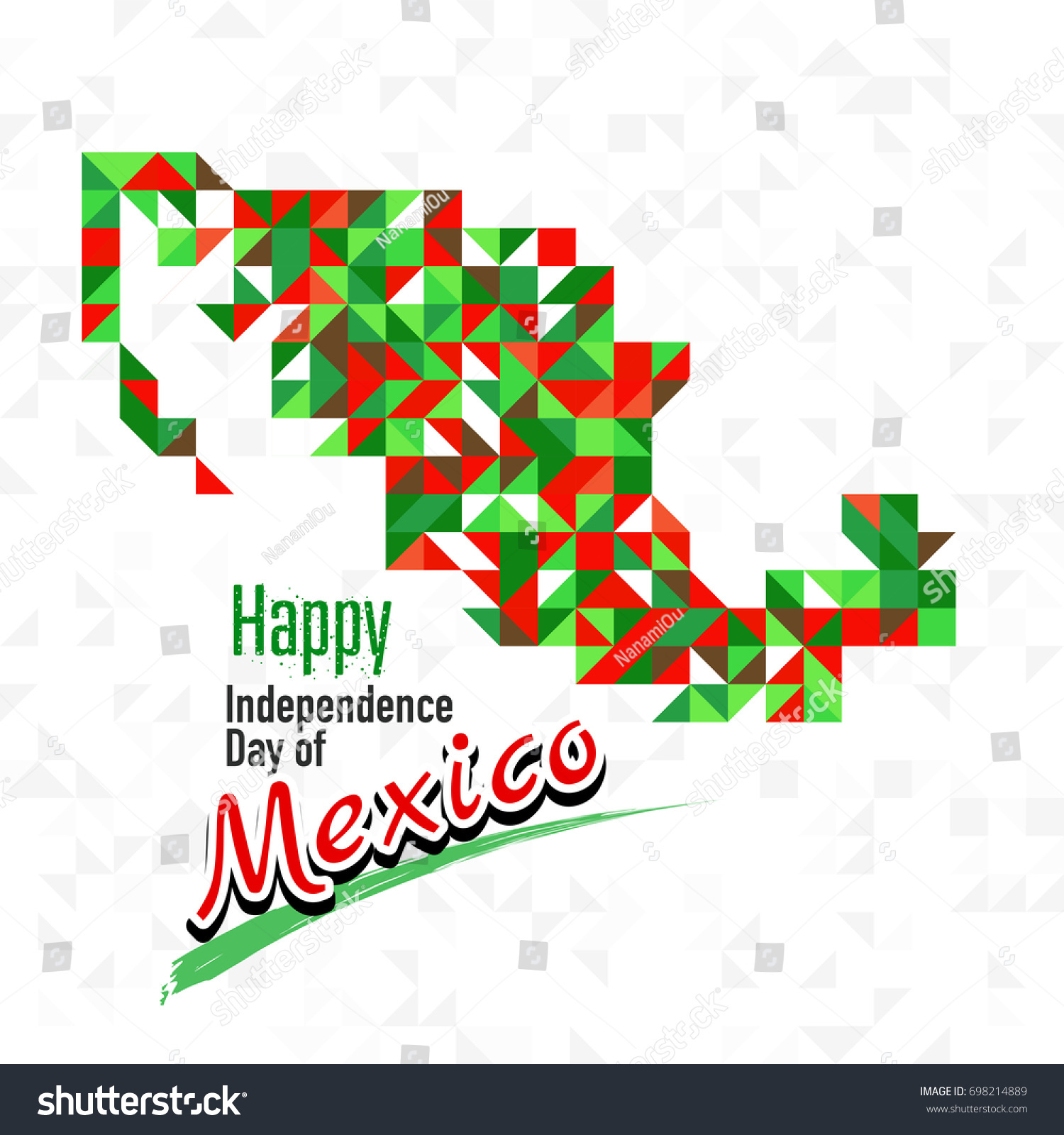 Happy Independence Day Mexico Red Green Stock Vector (Royalty Free