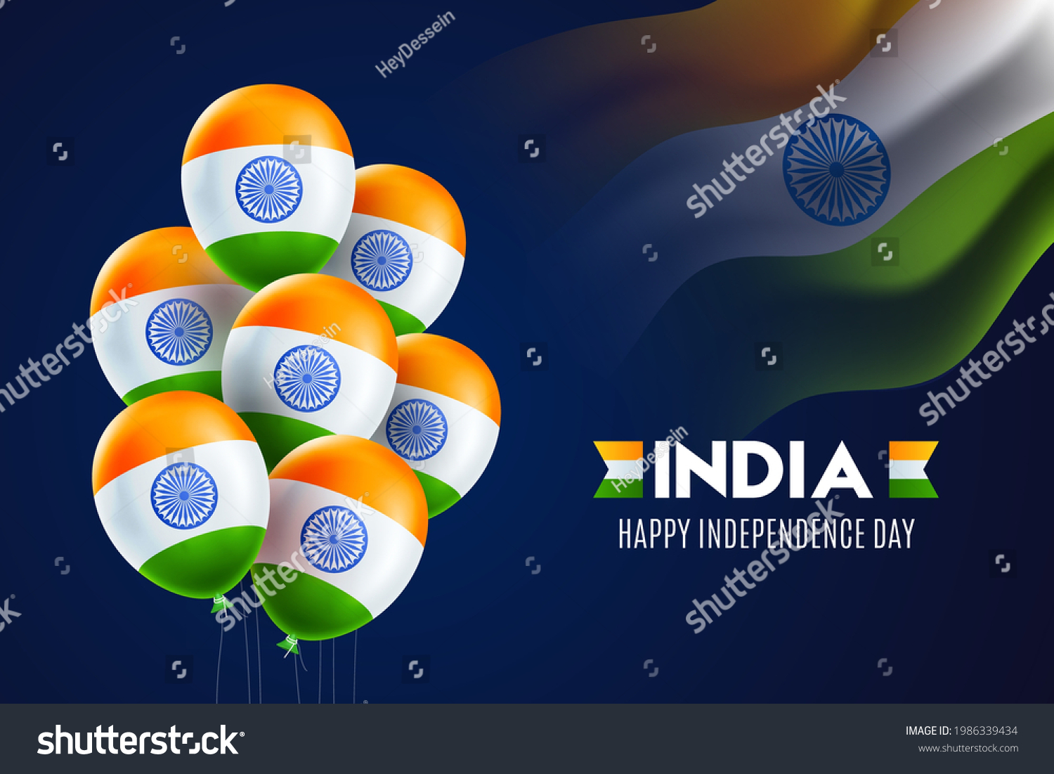 Happy Indian Independence Day Celebration Poster Stock Vector (Royalty