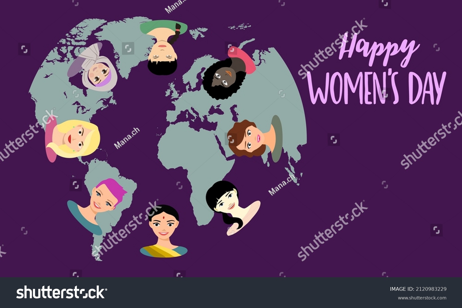Happy International Womens Day Womens Faces Stock Vector Royalty Free 2120983229 
