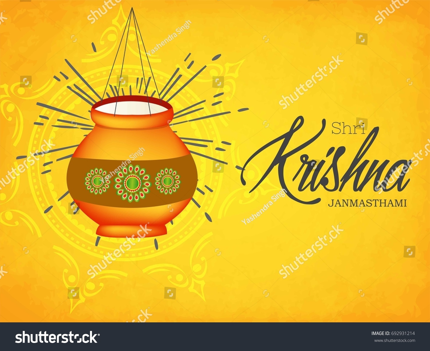 Happy Janmashtami Indian Festival Dahi Handi Stock Vector (Royalty Free ...