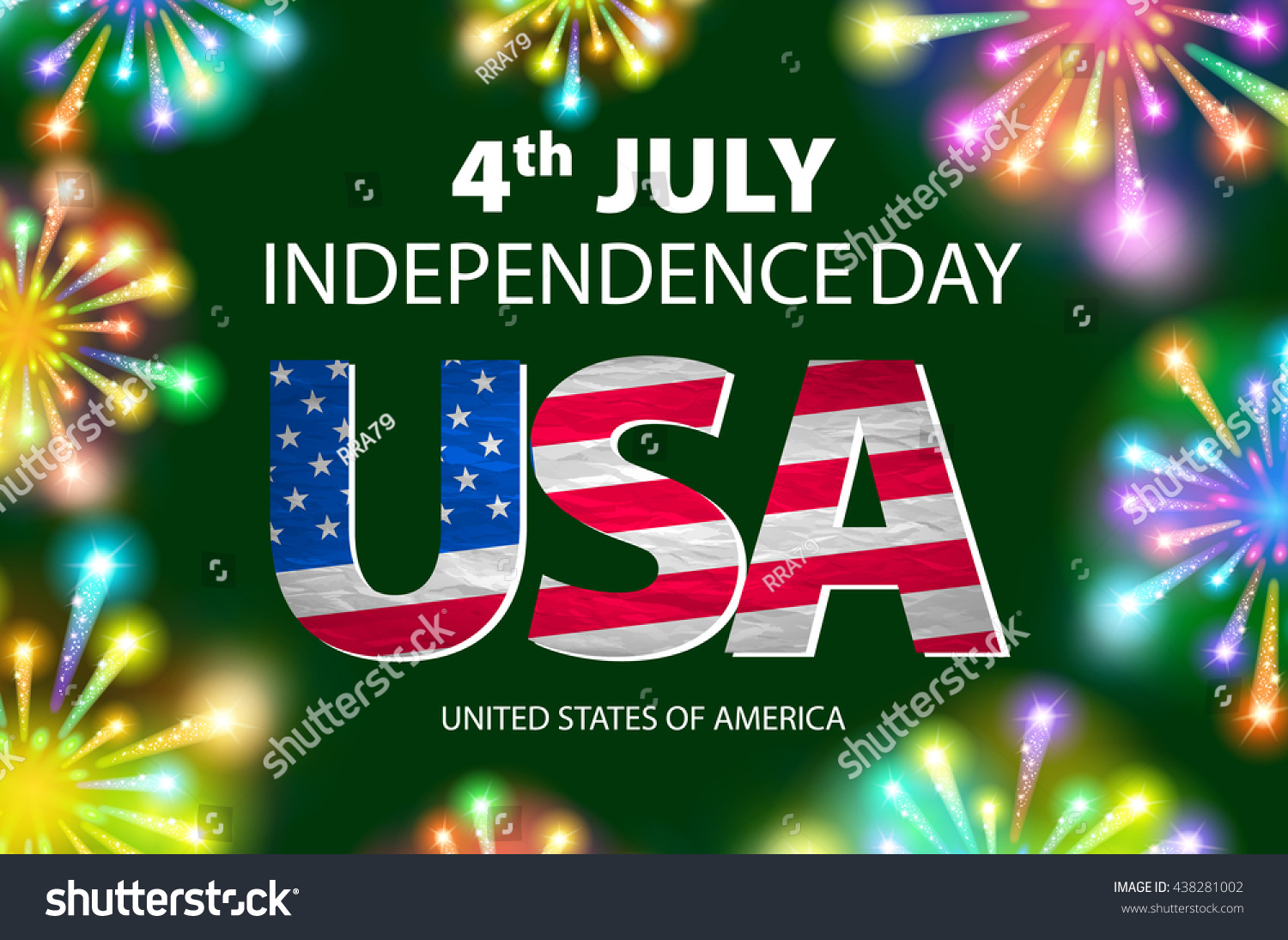 Happy July 4th Firework Green Background Stock Vector (Royalty Free