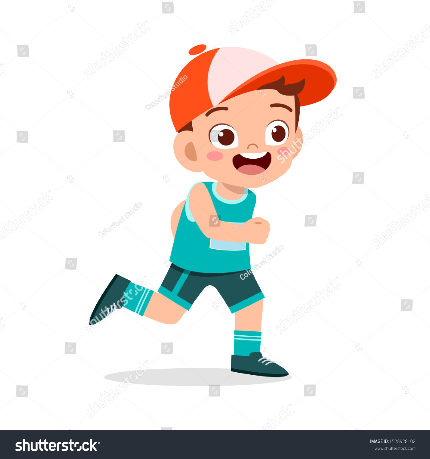 Happy Kid Boy Train Run Marathon Stock Vector (Royalty Free) 1528928102 ...