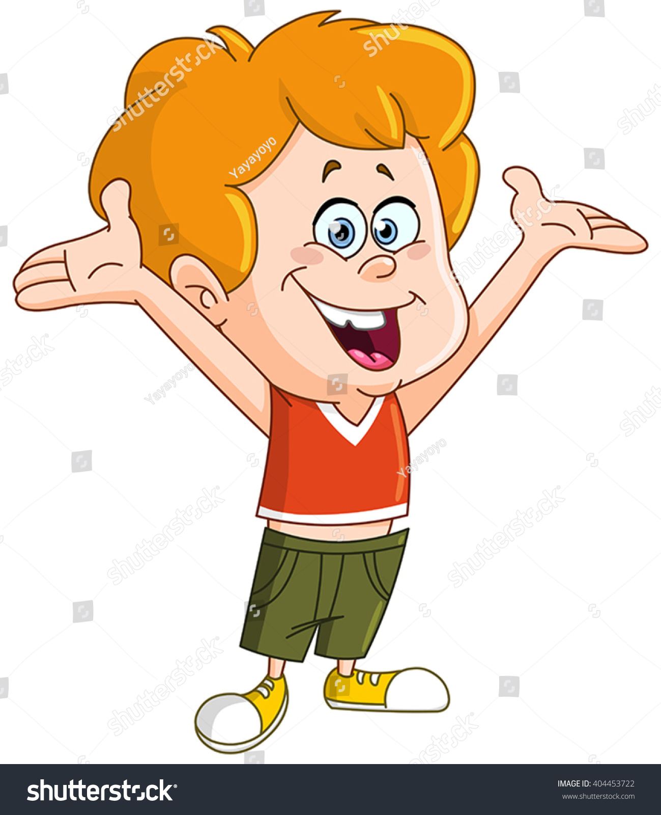 Happy Kid Raising His Arms Stock Vector (Royalty Free) 404453722 ...