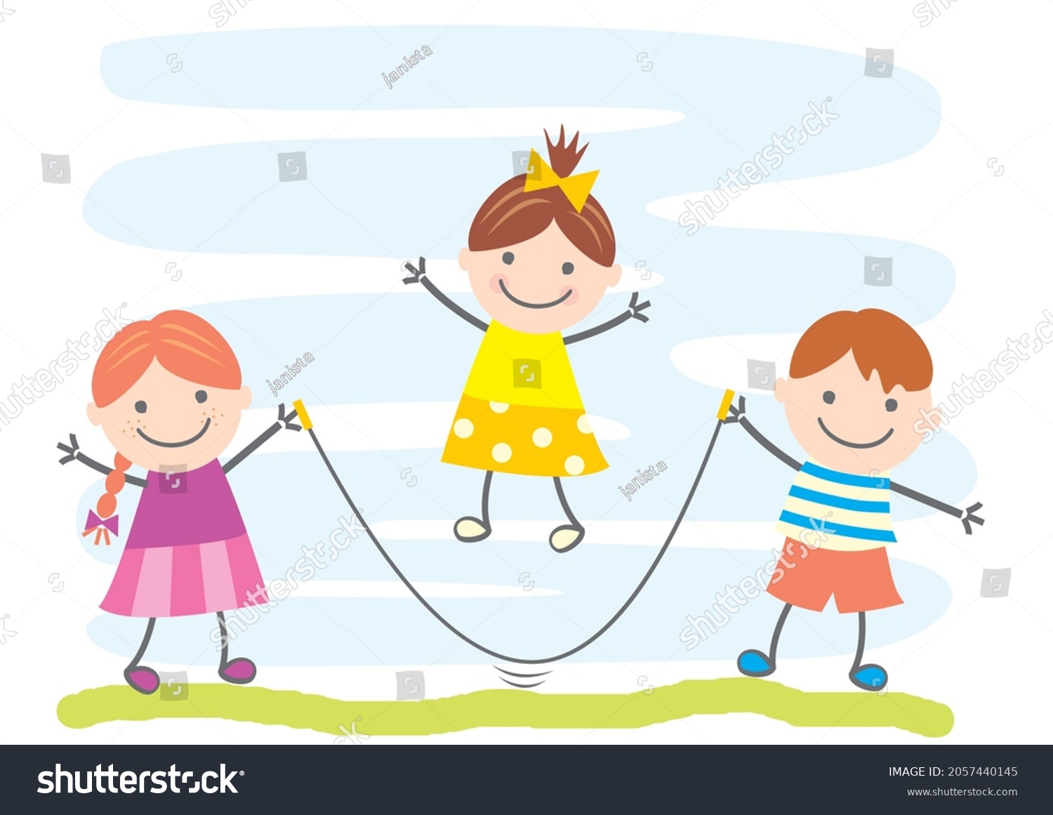 Happy Kids Jump Rope Vector Illustration Stock Vector (Royalty Free ...