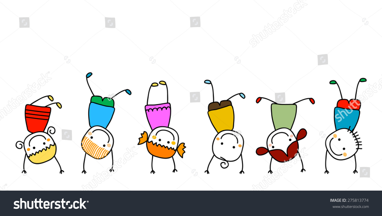 Happy Kids Playing Stock Vector (Royalty Free) 275813774