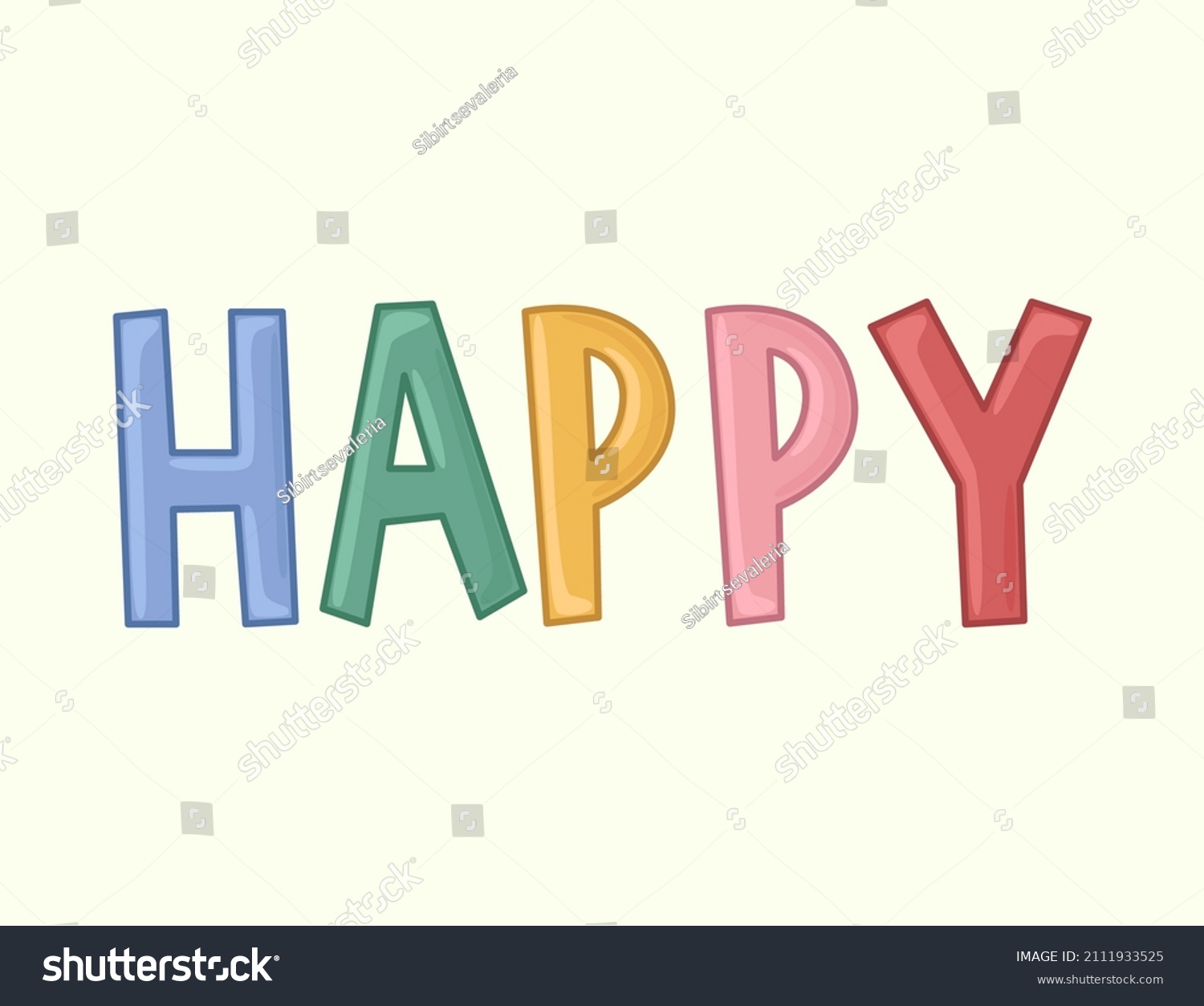 Happy Lettering Logo Icon Postcard Banner Stock Vector (Royalty Free ...