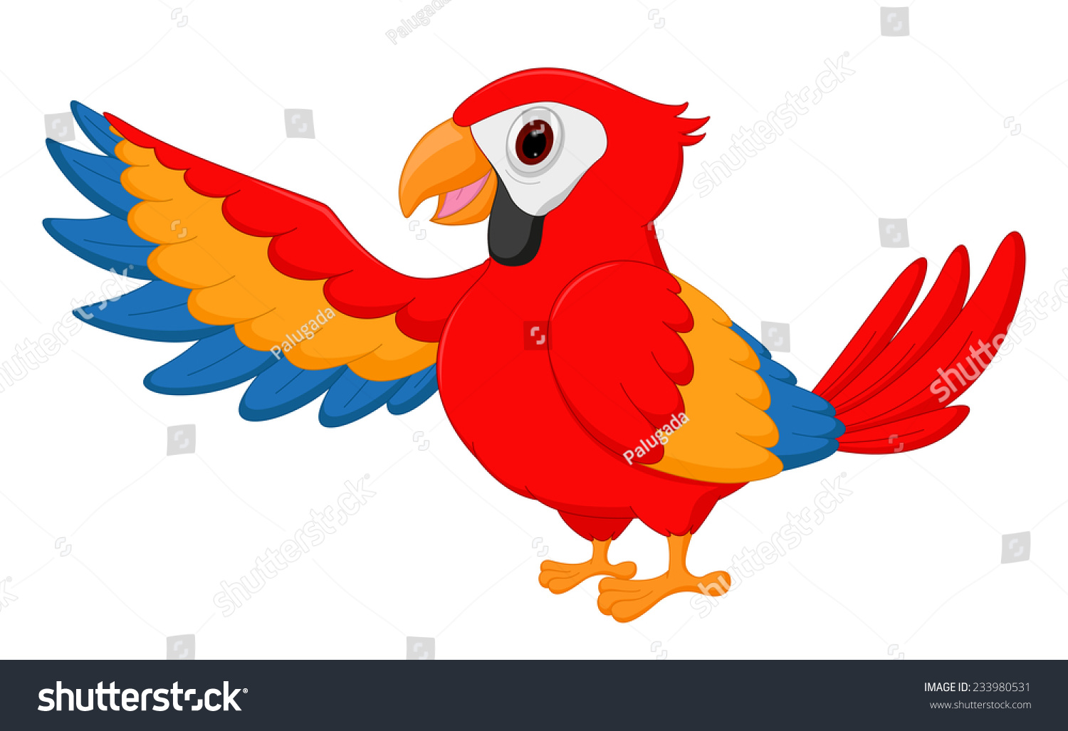 Happy Macaw Bird Cartoon Stock Vector (Royalty Free) 233980531 ...