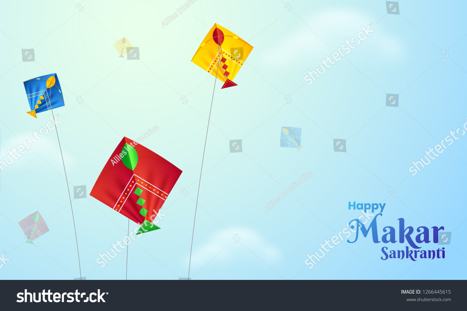 SVG of Happy Makar Sankranti poster design with illustration of colorful kites flying sunny weather background. svg