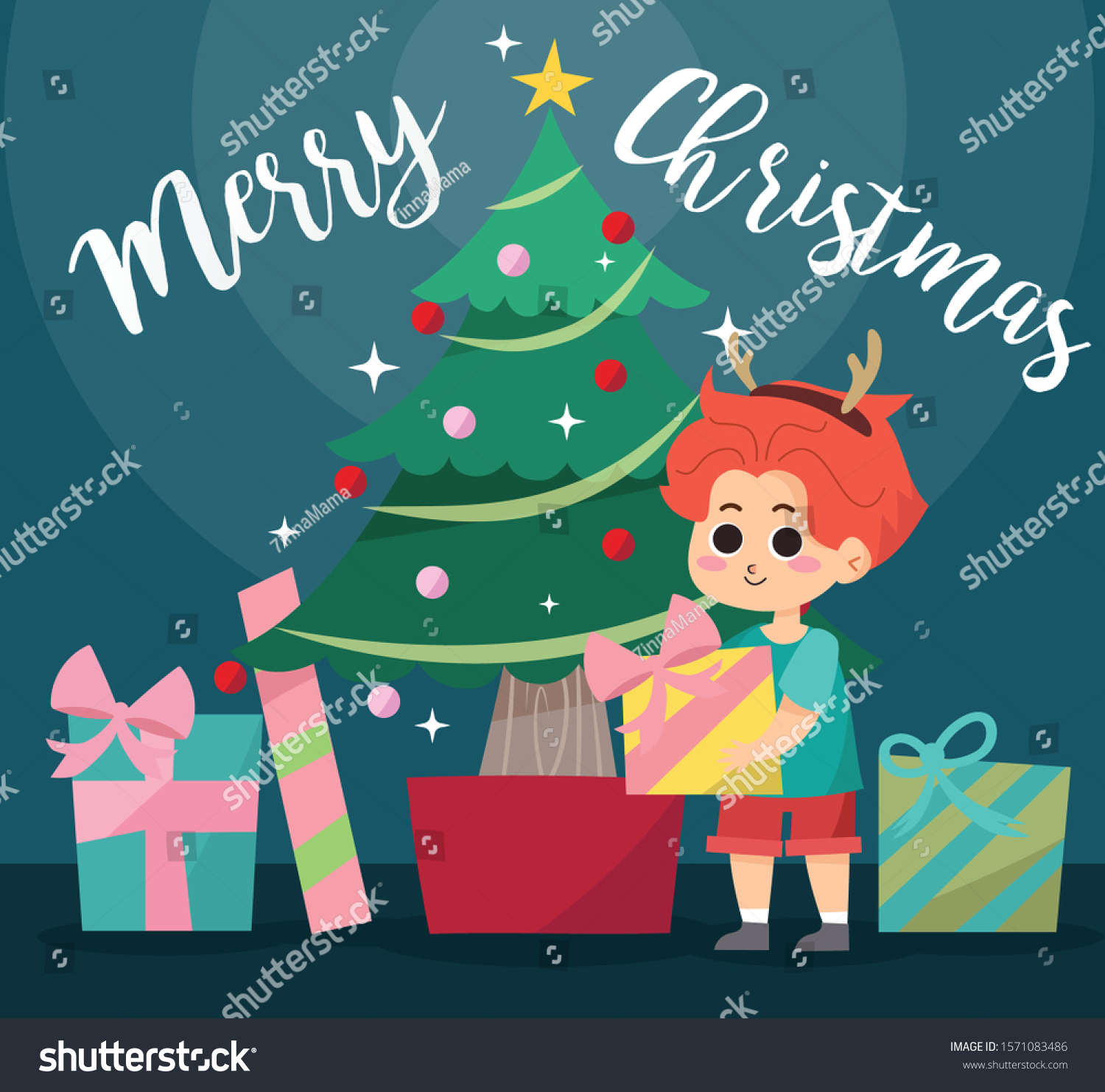 Download Happy Marry Christmas Background Kid Hair Stock Vector Royalty Free 1571083486 PSD Mockup Templates