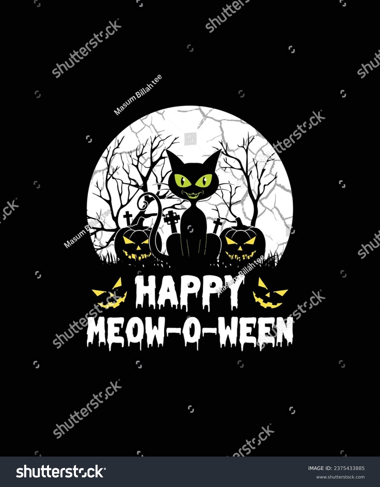 SVG of HAPPY MEOW-O-WEEN Pet t shirt design svg