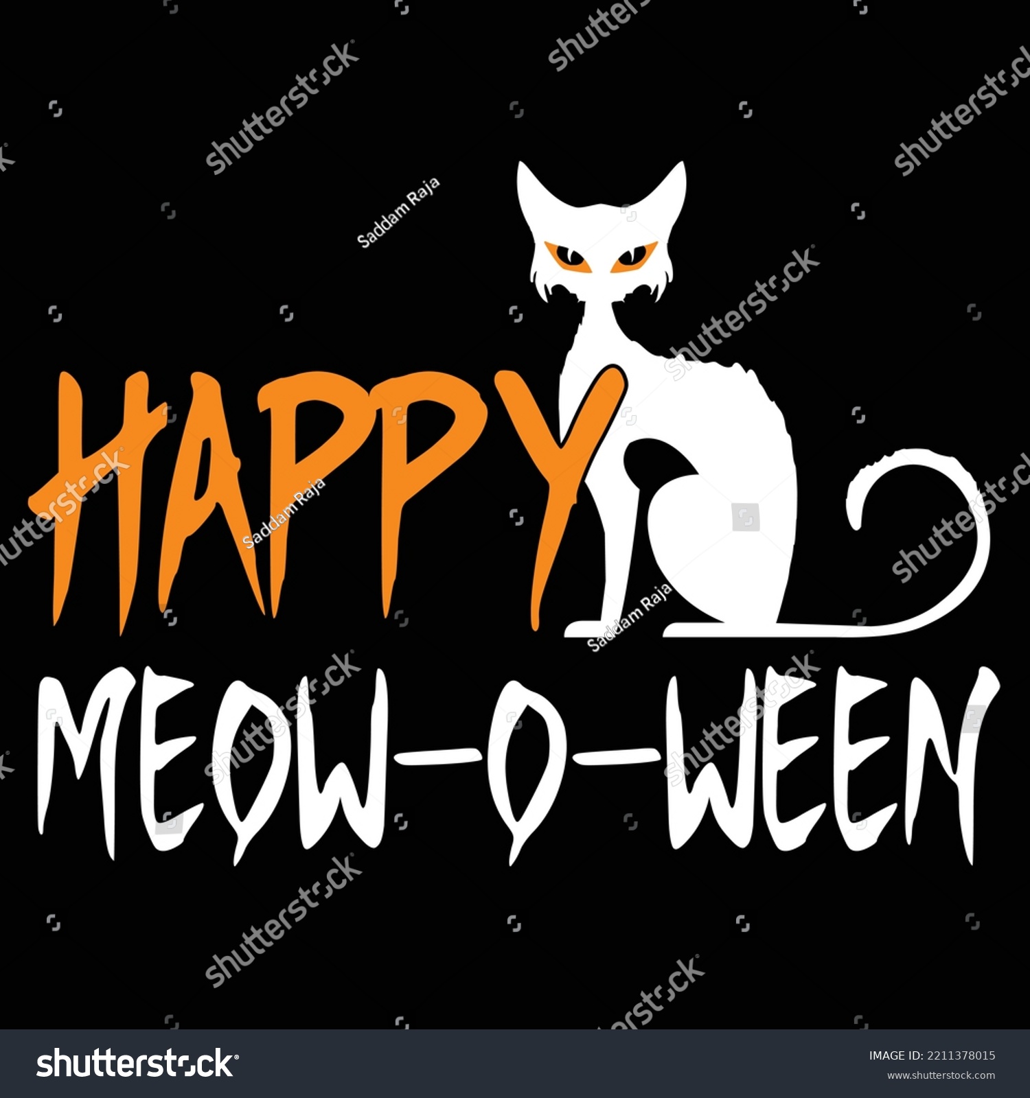 SVG of Happy meow-o-ween SVG. Halloween Day Special T-shirt Typography Design. Best for T-Shirt, mag, sticker, wall mat, etc. svg