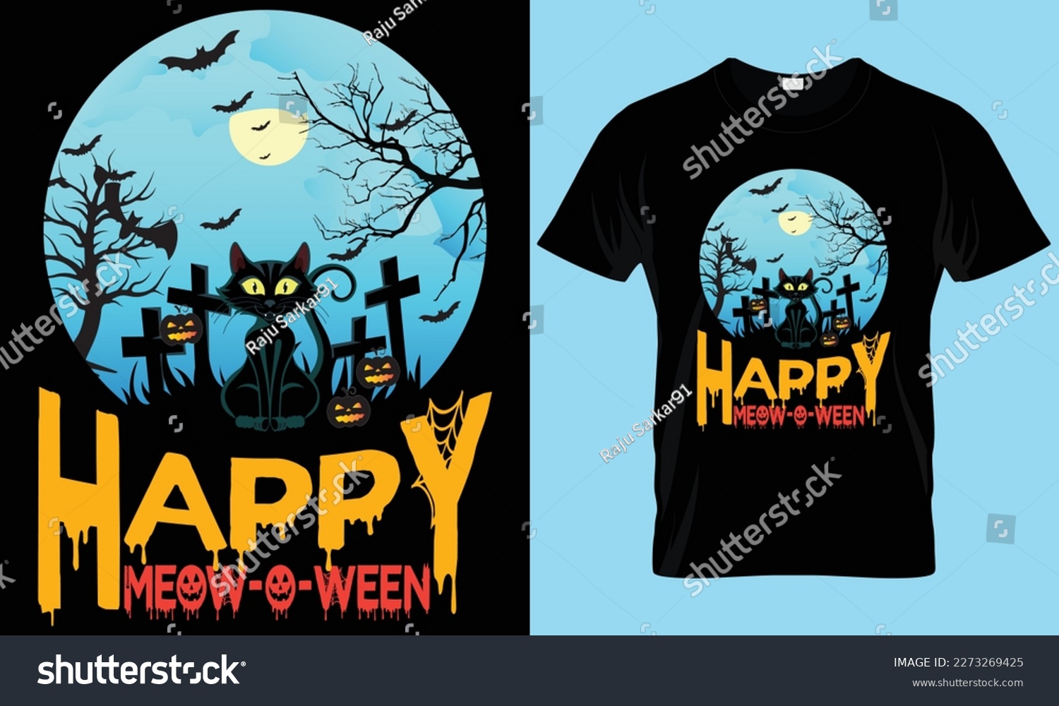SVG of HAPPY MEOW O WEEN T-SHIRT DESIGN. HALLOWEEN T-SHIRT, TYPOGRAPHY AND CUSTOM T-SHIRT DESIGN. svg