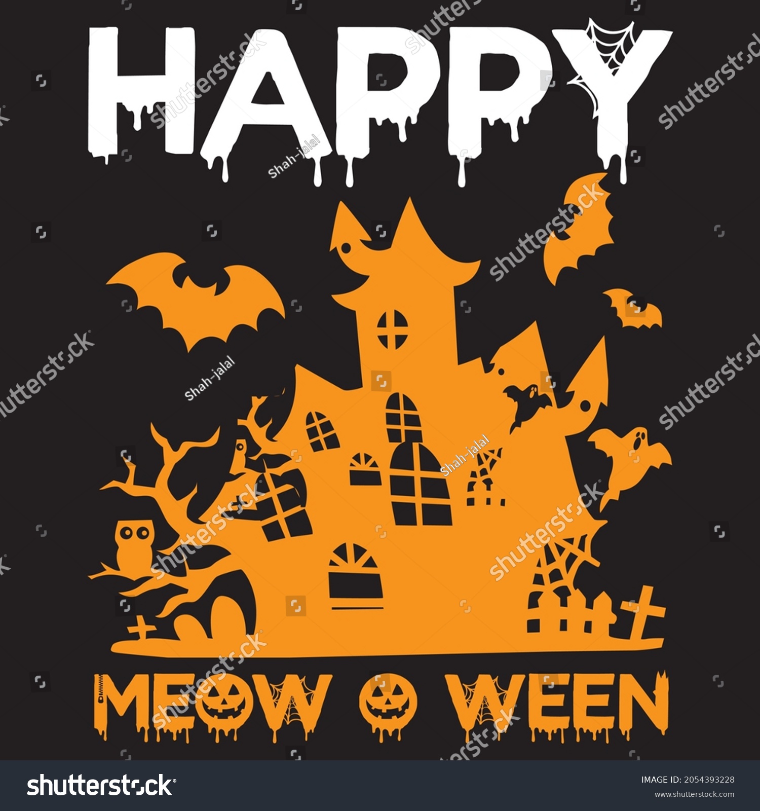 SVG of happy meow ween t shirt design, vector file. svg