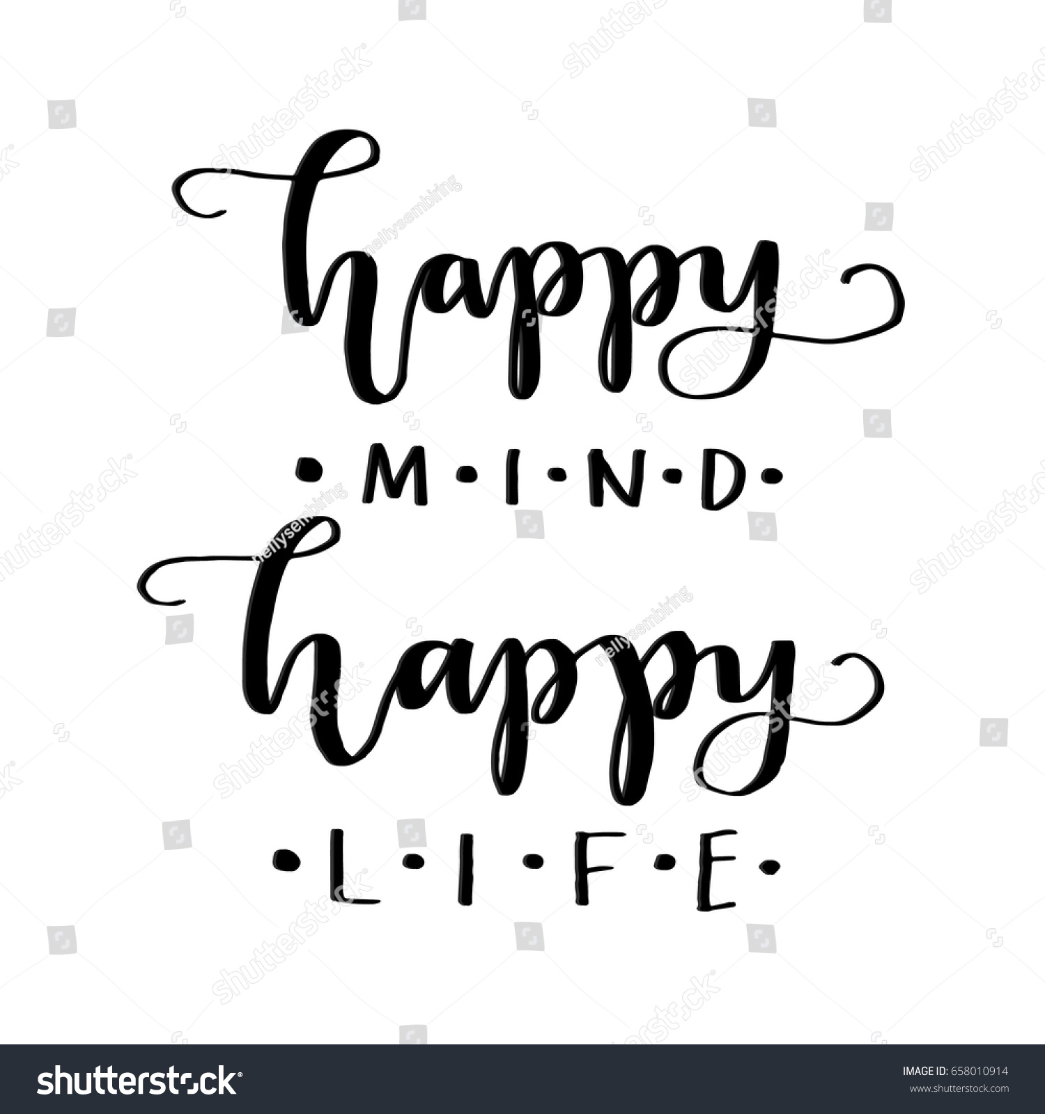 Happy Mind Happy L Ife On White Stock Vector Royalty Free