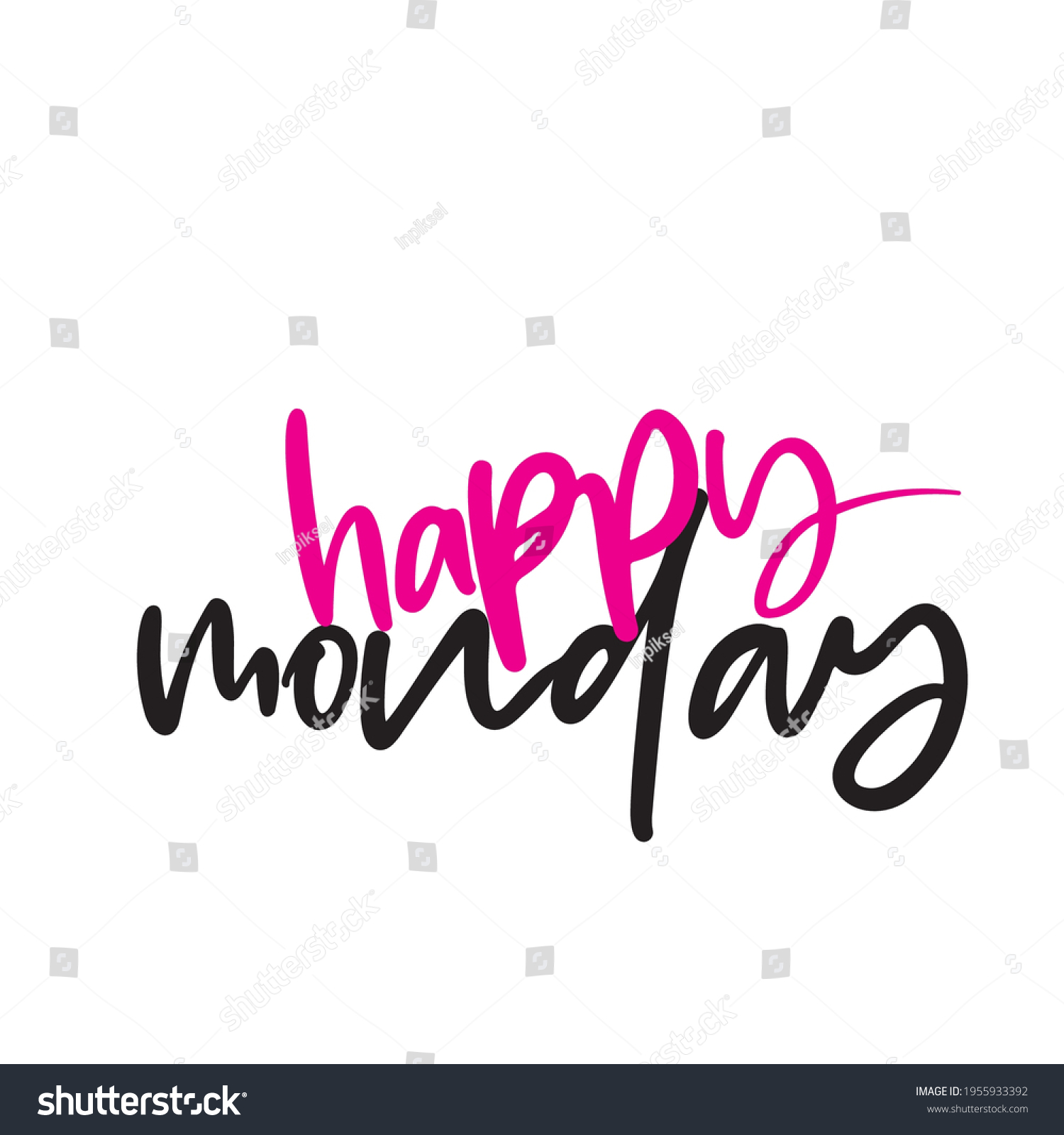 Happy Monday Girly Typography Stylish Beautiful Stock Vector (Royalty ...