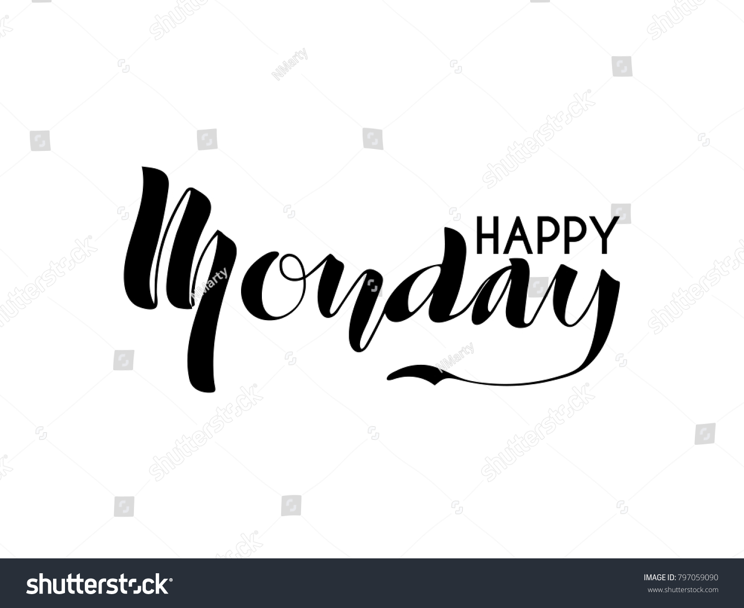 Happy Monday Hand Inscription Lettering Design Stock Vector (Royalty ...