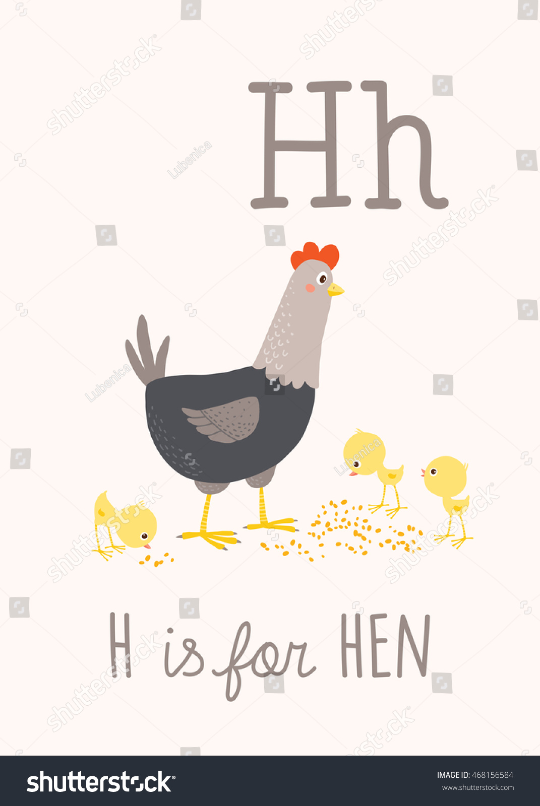 Download Happy Mother Hen With Baby Chicks. H Is For Hen. Vector Illustration. - 468156584 : Shutterstock