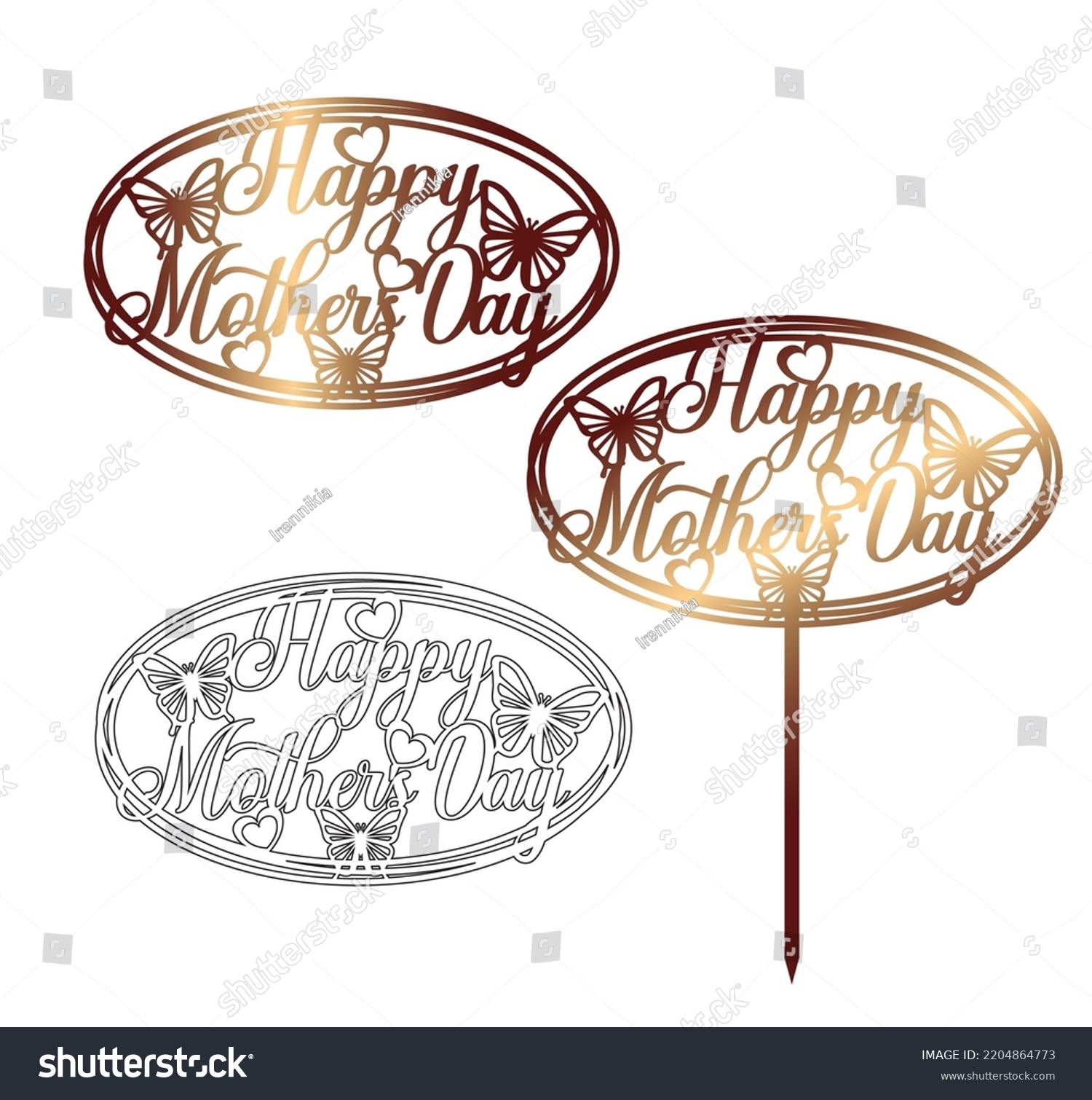 SVG of Happy Mother's day cake topper with balloon. Sign for laser cutting svg
