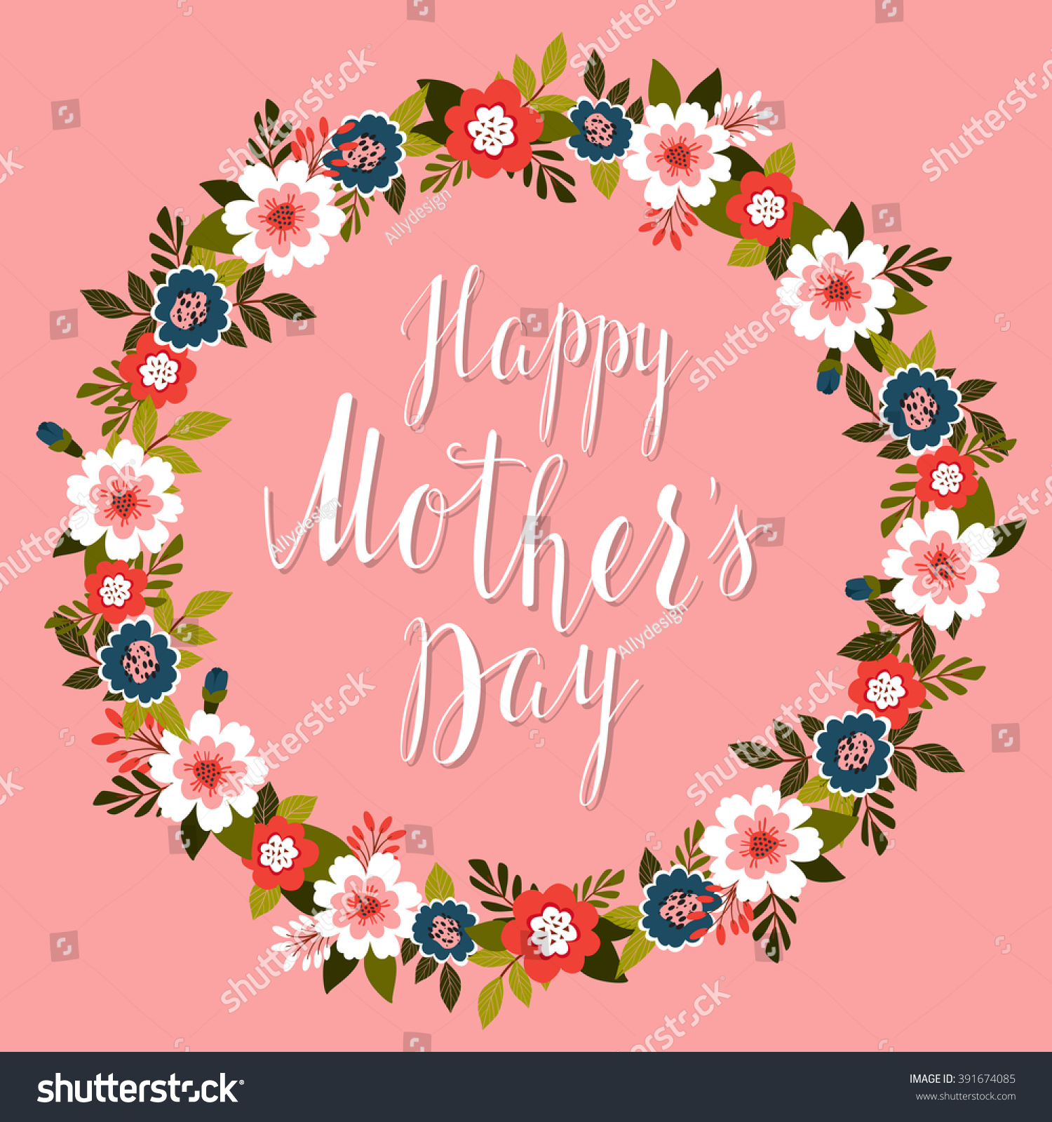 Happy Mothers Day Card Pink Background Stock Vector 391674085 Shutterstock