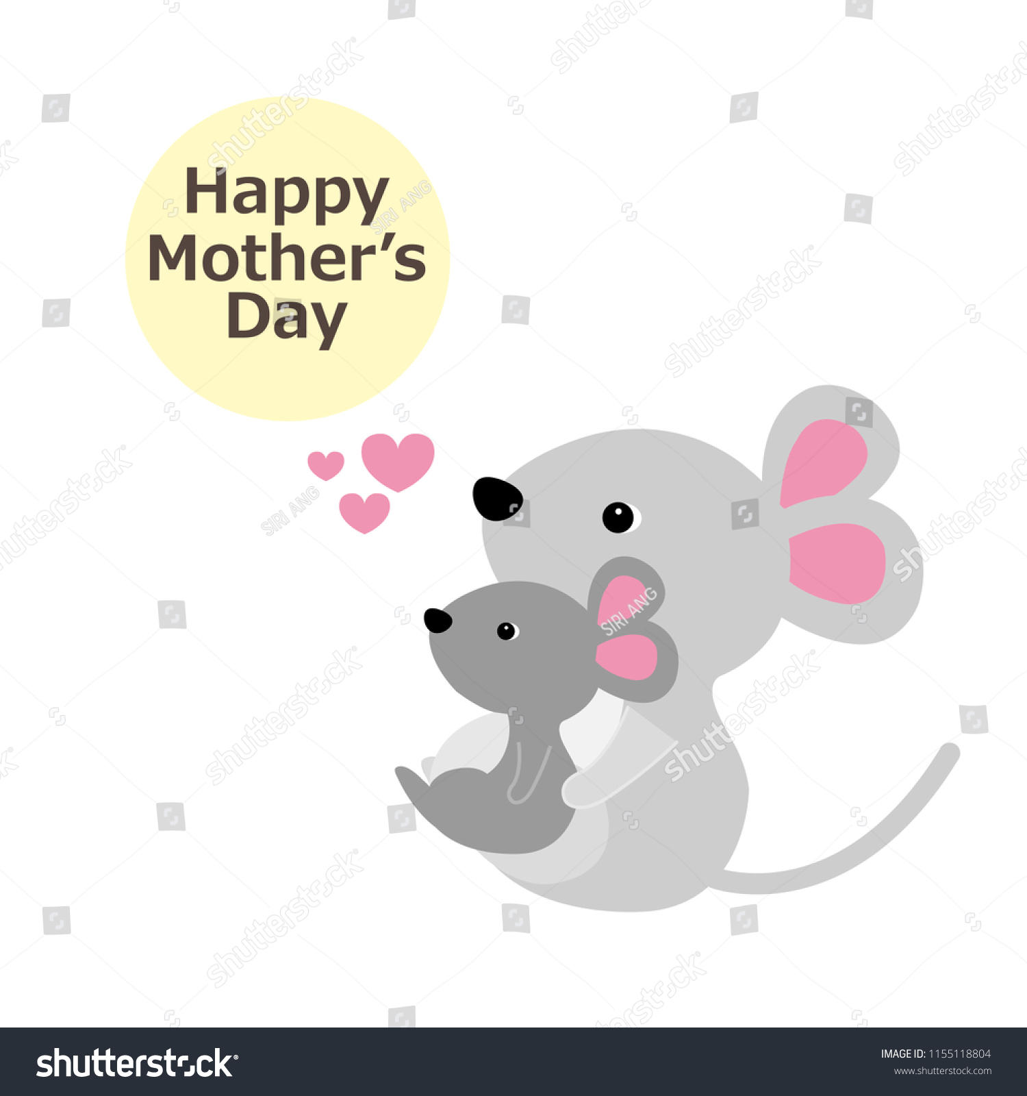 Happy Day Greeting Card Cute Mom Stock Vector Royalty Free