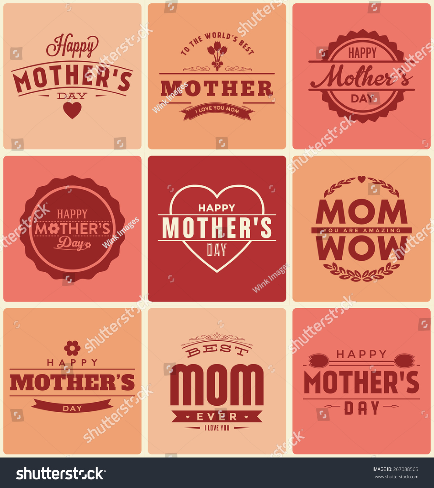 Happy Mothers Day Label Designs Collection Stock Vector (Royalty Free ...