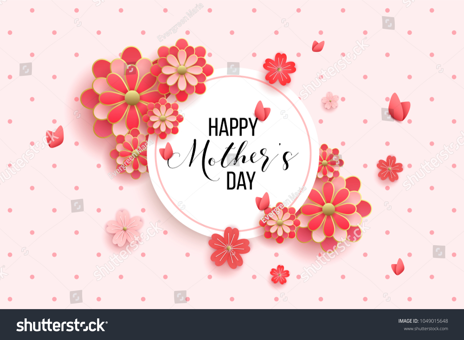 Happy Mothers Day Layout Design Roses Stock Vector Royalty Free