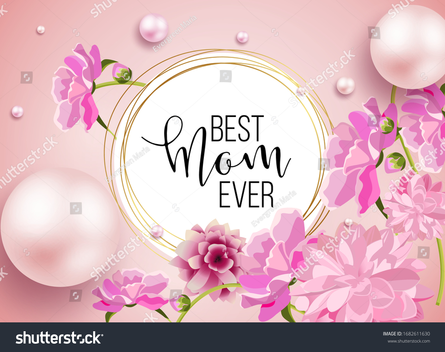 Happy Mothers Day Layout Design Roses Stock Vector Royalty Free