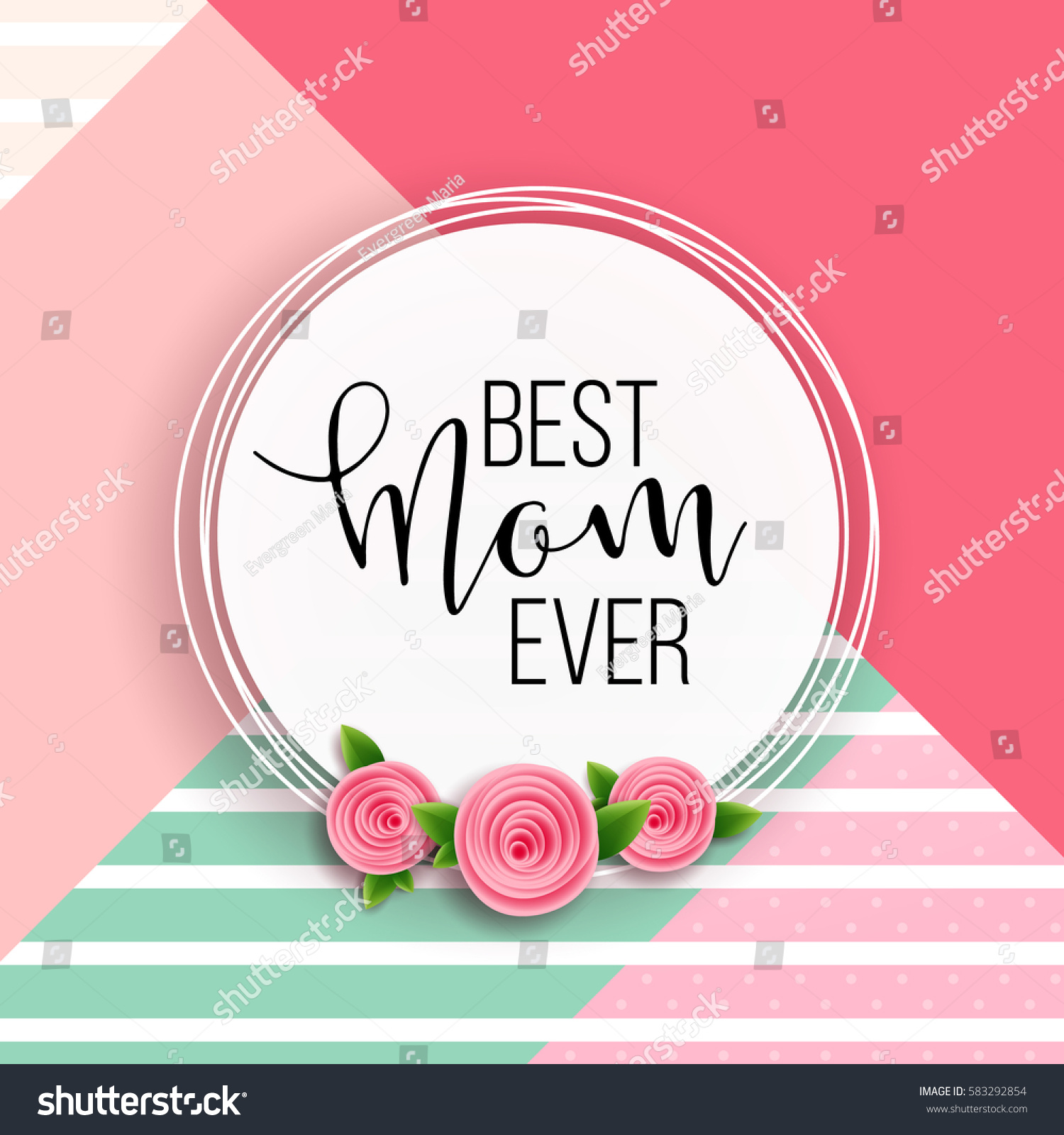 Happy Mothers Day Layout Design Roses Stock Vector (Royalty Free ...