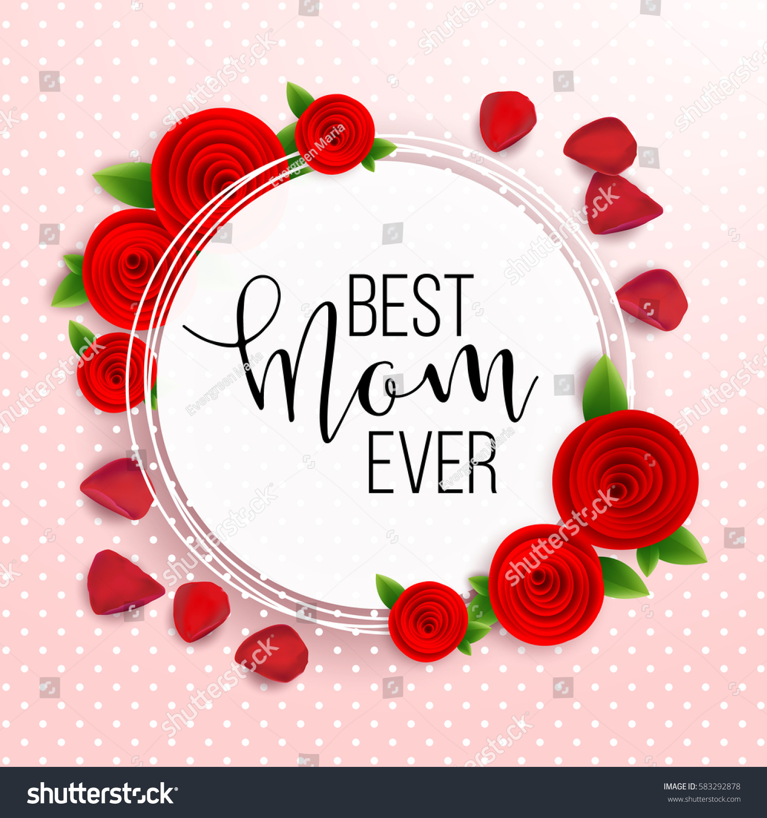 Happy Mothers Day Layout Design Roses Stock Vector Royalty Free 583292878