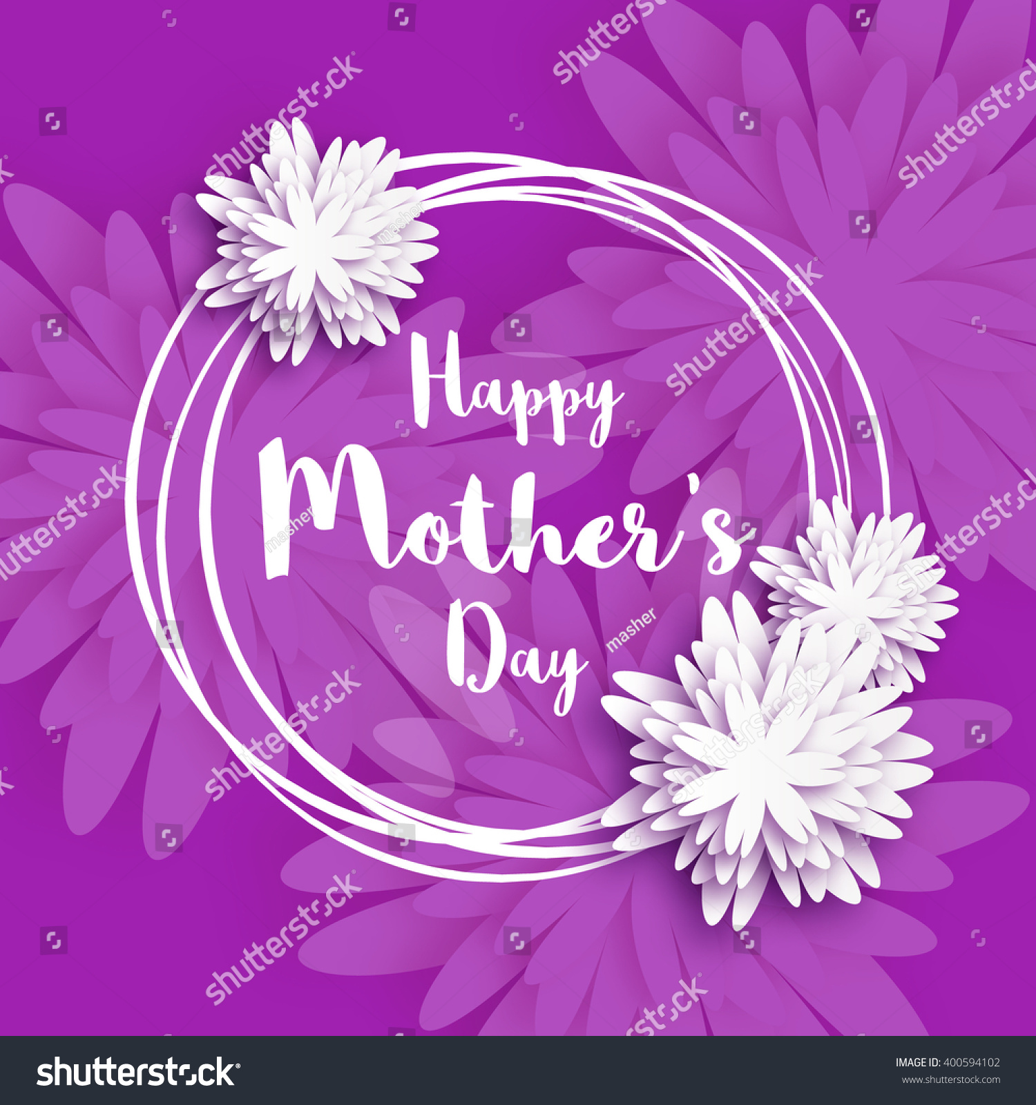 Happy Mothers Day Purple Floral Greeting Stock Vector Royalty Free 400594102 Shutterstock