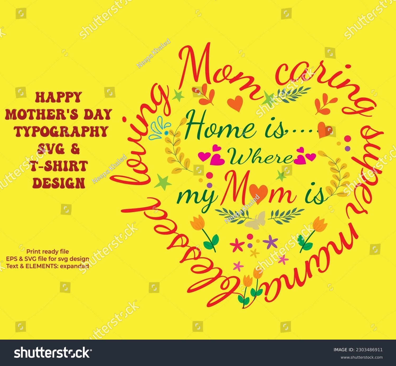 SVG of HAPPY MOTHER'S DAY TYPOGRAPHY SVG  T-SHIRT DESIGN.U CAN USE THIS IN VARIOUS ITEM AS T-SHIRTS, MUGS, MOBILES,CARDS, BABY T-SHIRTS, BABY BIBS, CAPS, CUSHION COVERS, ETC svg