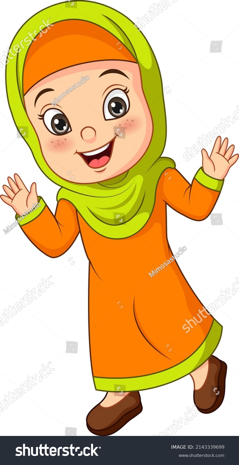 Happy Muslim Girl Cartoon Posing Stock Vector (Royalty Free) 2143339699 ...