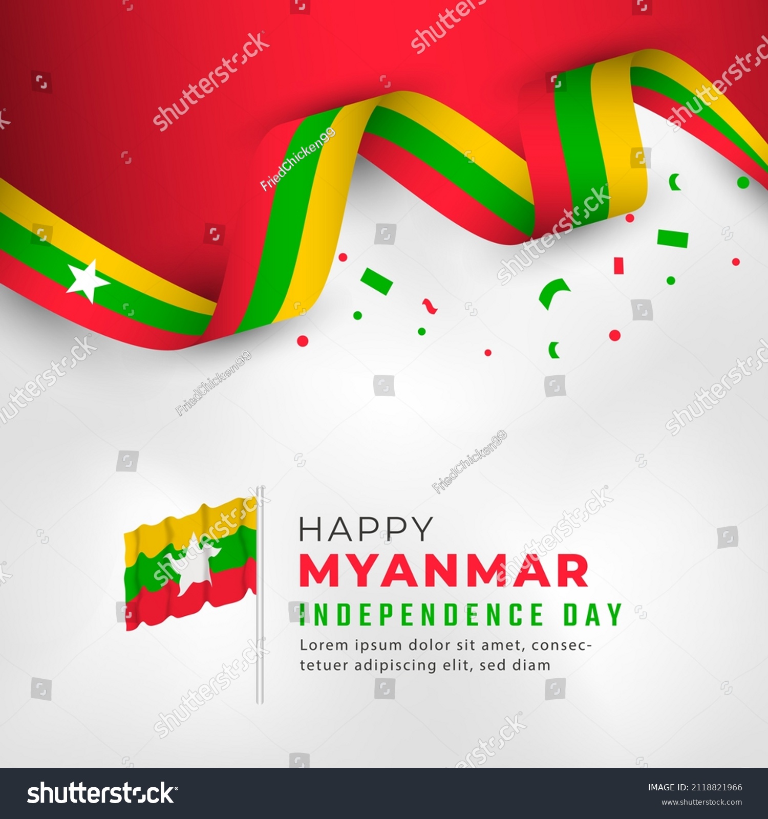 Happy Myanmar Independence Day January 4th Stock Vector (royalty Free 