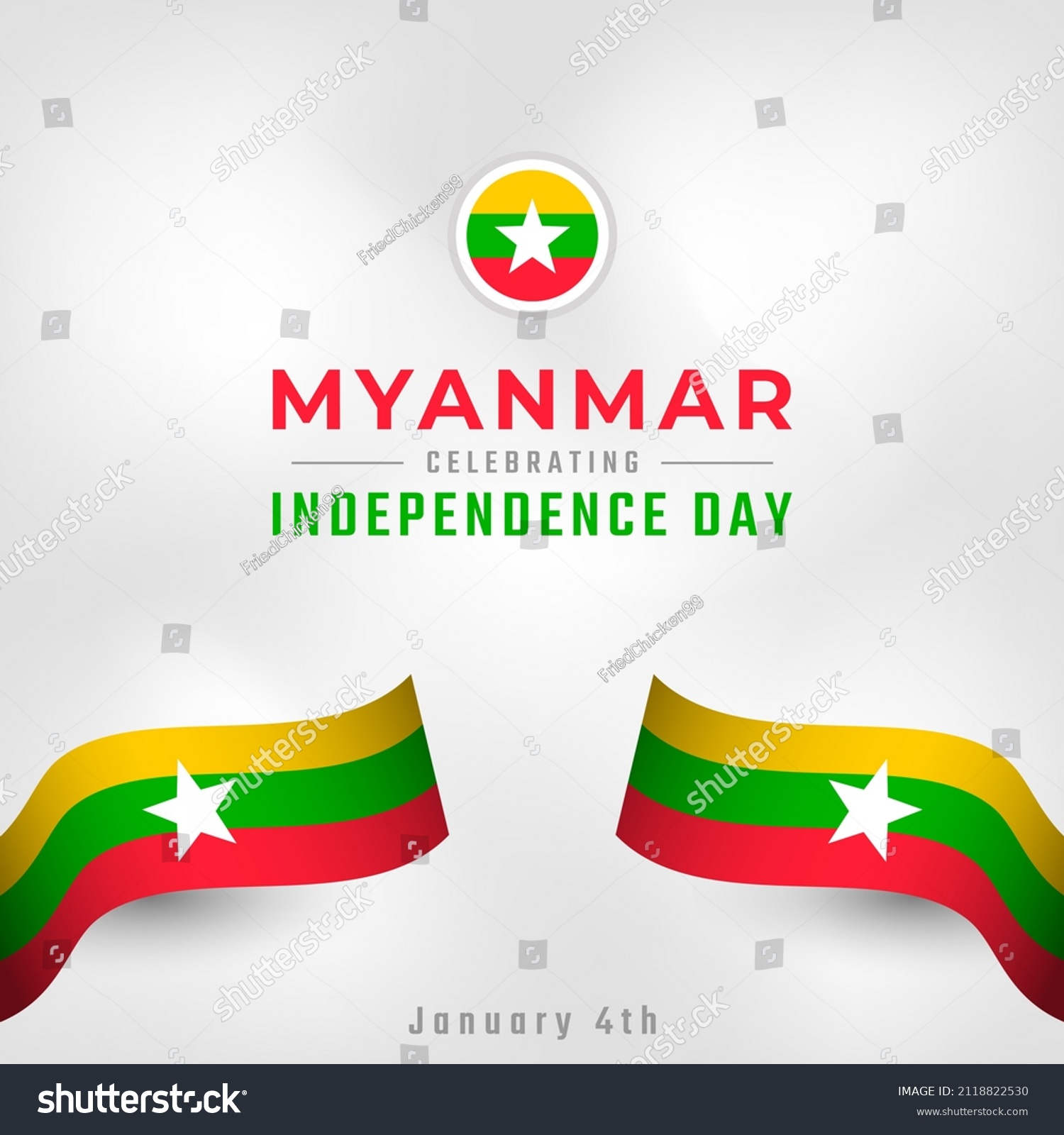 Happy Myanmar Independence Day January 4th Stock Vector (Royalty Free ...