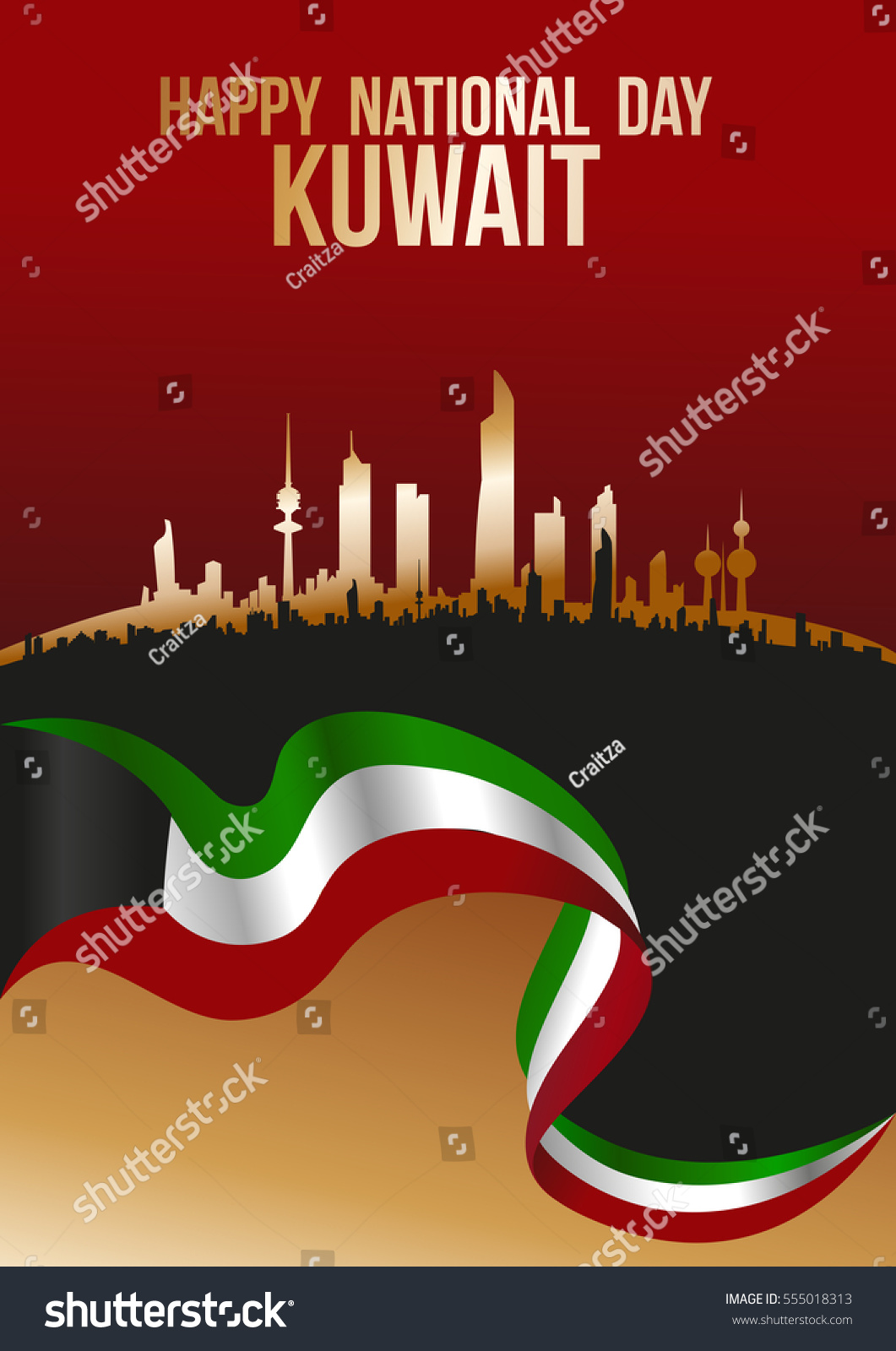 Happy National Day Kuwait Flag City Stock Vector 555018313 - Shutterstock