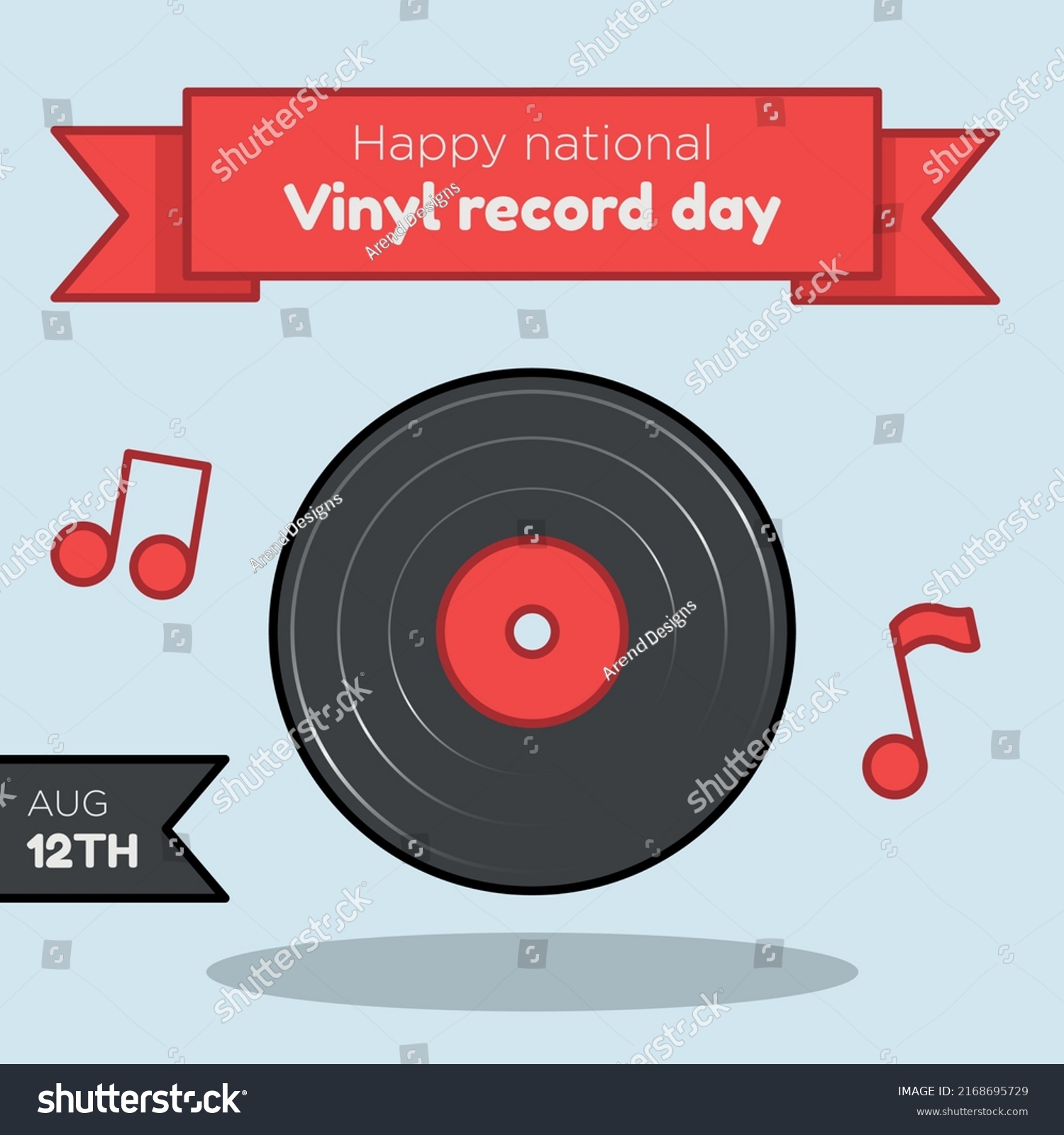 Happy National Vinyl Record Day Social Stock Vector (Royalty Free