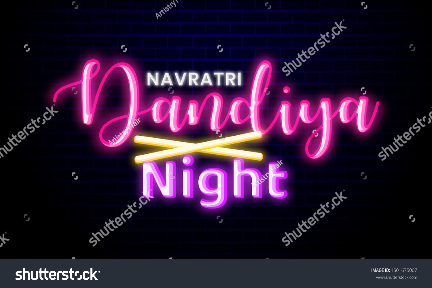 SVG of Happy Navratri. Indian festival celebration Vector typography neon light text on Dandiya night. svg